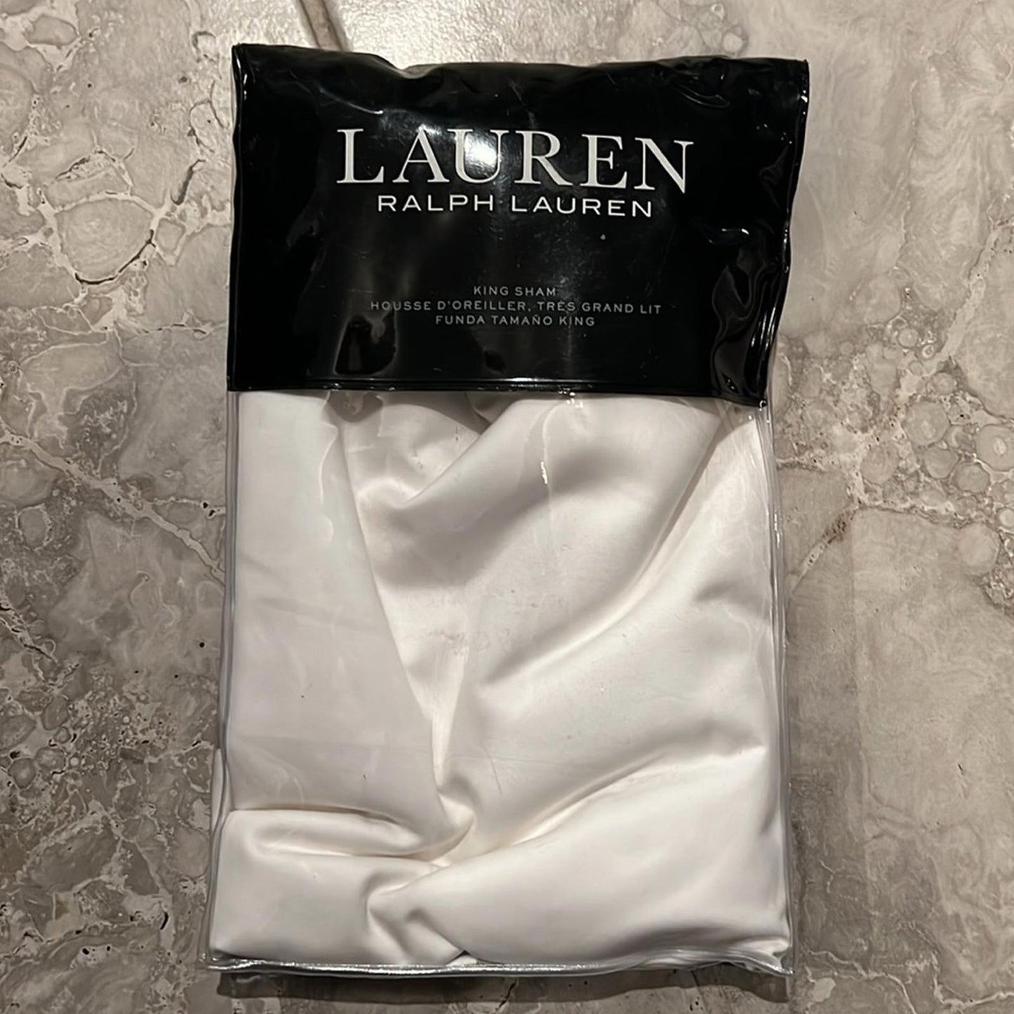 X2 Ralph Lauren KING Spencer Sateen Border Shams in Stone Grey New w/Tag $135/ea