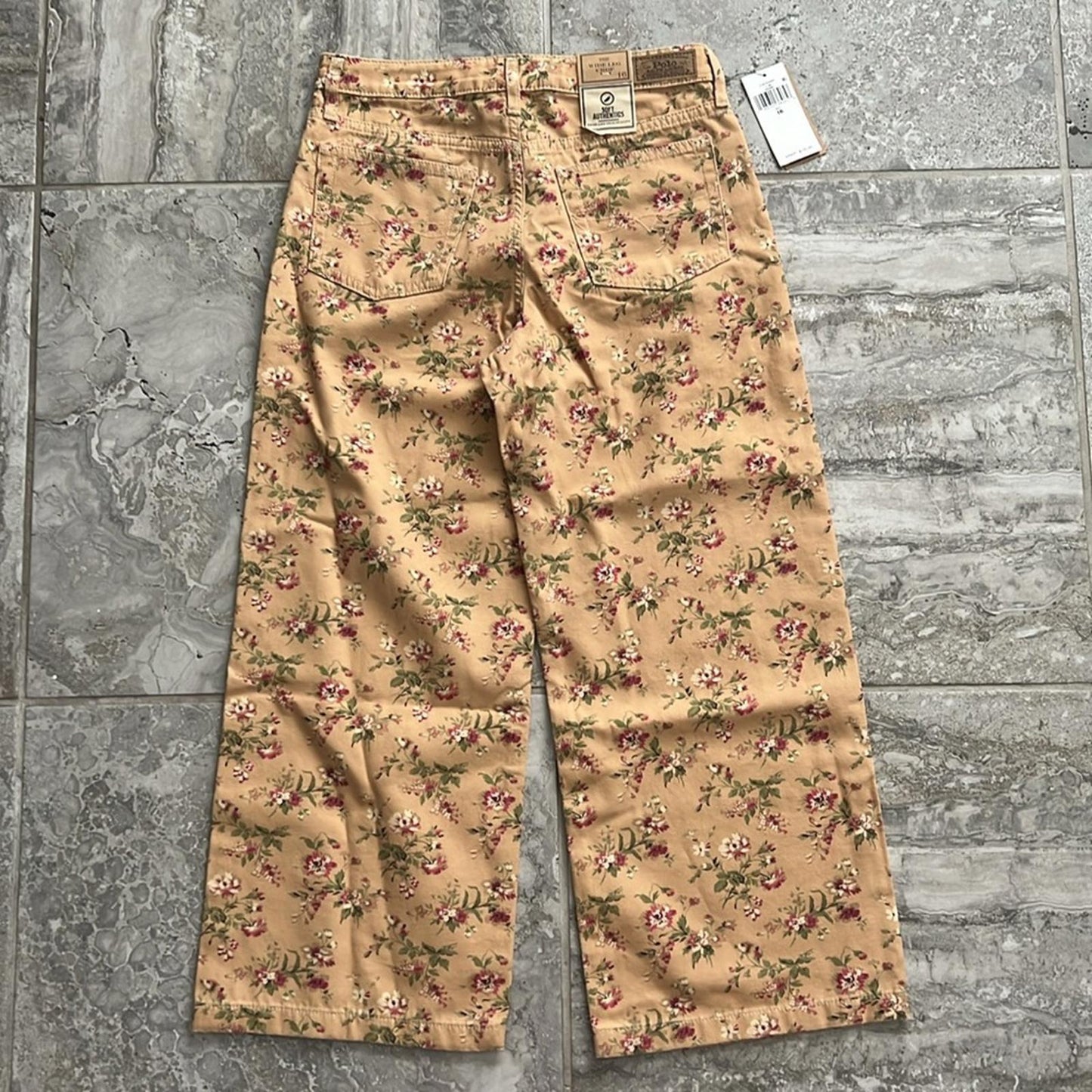 Ralph Lauren Floral Canvas Cropped Wide Leg Pants, Alvarado Wash, Size 16 NWT