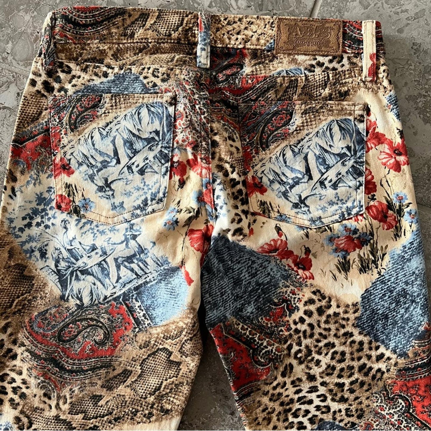 A.B.S. Allen Schwartz Paisley Animal Print Bell-Bottom Pants Size 30 EXCELLENT