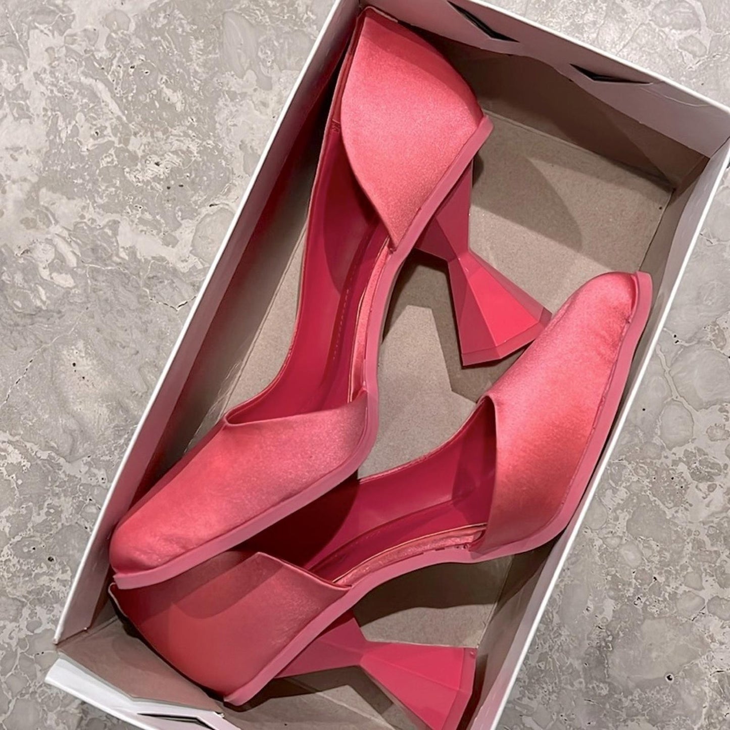 Circus Sam Edelman Rosemary Square-Toe D'Orsay Pumps, Punk Pink Satin Size 6 NEW