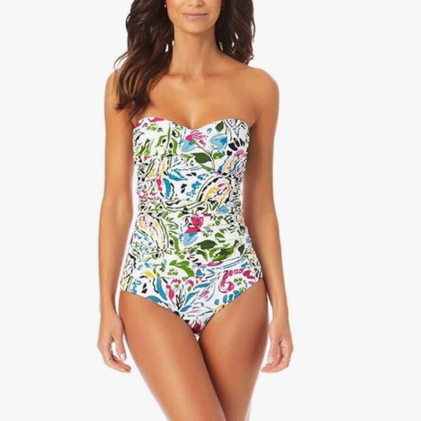 Anne Cole Twist Front Shirred One Piece Swimsuit, Size 6 NEW w/Tag