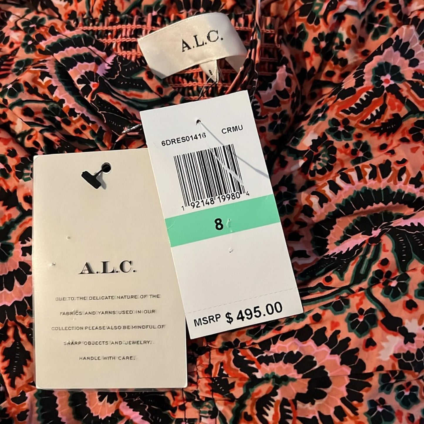 A.L.C. Lilah Printed Midi Dress, Revolve Size 8 New w/Tag Retail $495