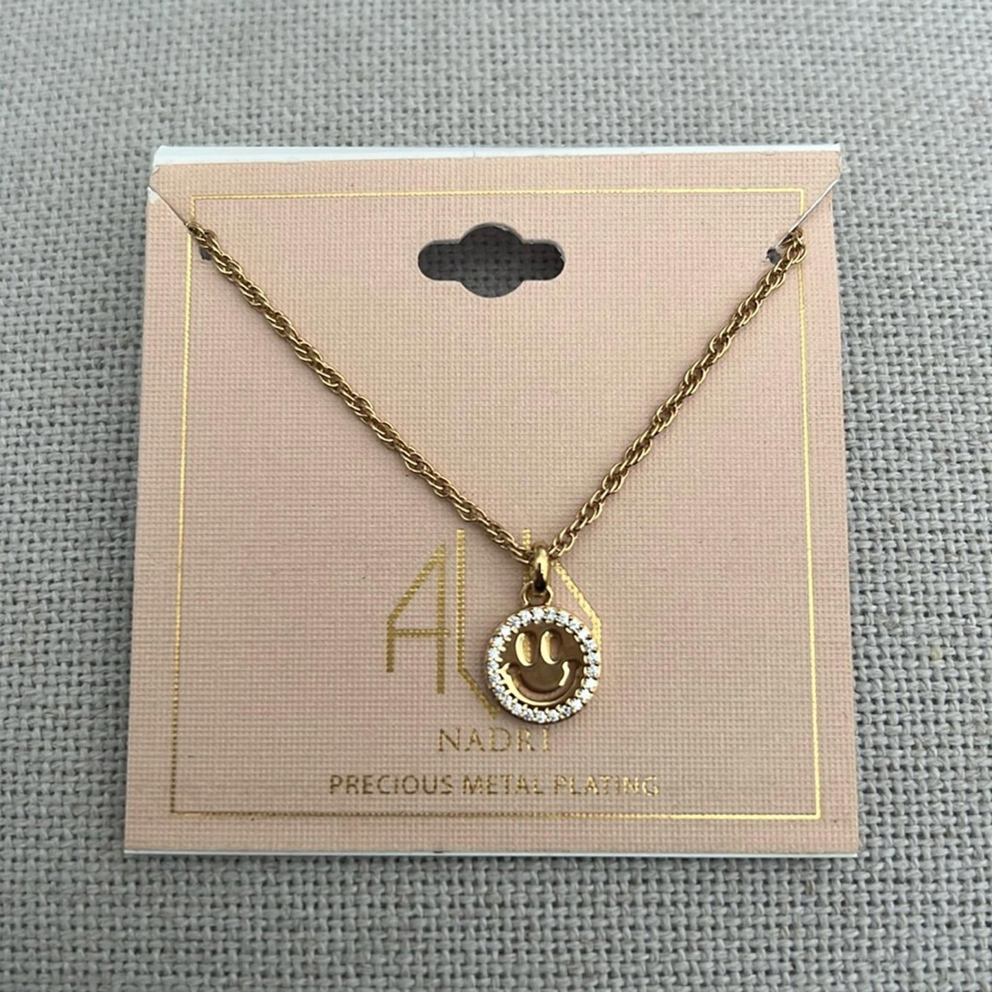 Ava Nadri 18kt. Gold Plated Brass Smiley Face Pendant Necklace, New w/Tag