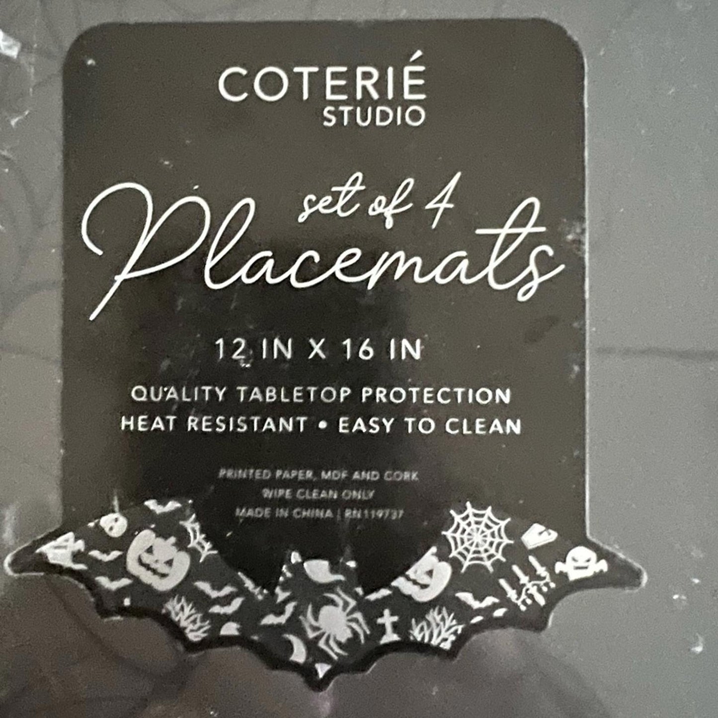 Coterié Studio 4pc Set Heat Resistant Cork Backed Placemats 16"x12"
