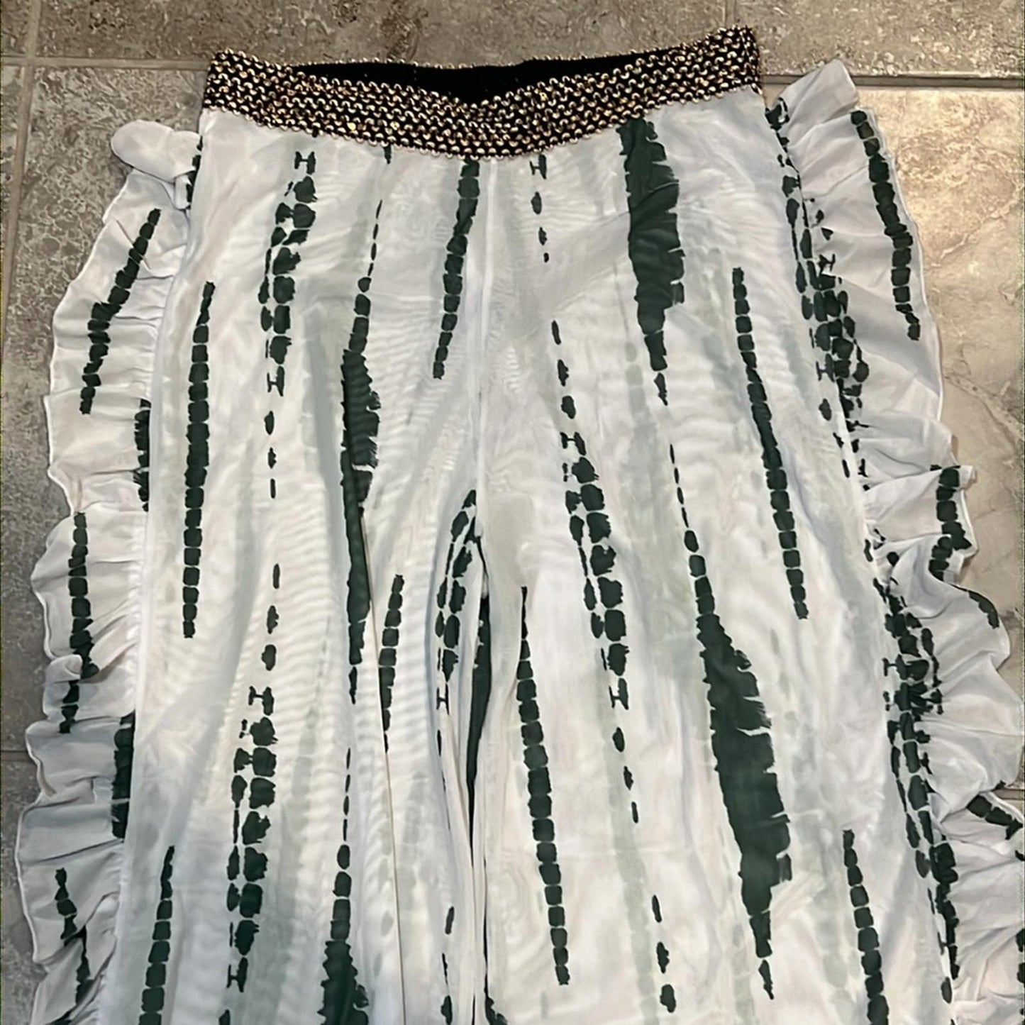 Tie Dye Print Bikini One Shoulder High-Cut Cover Pants, Size XL NEW in Packaging