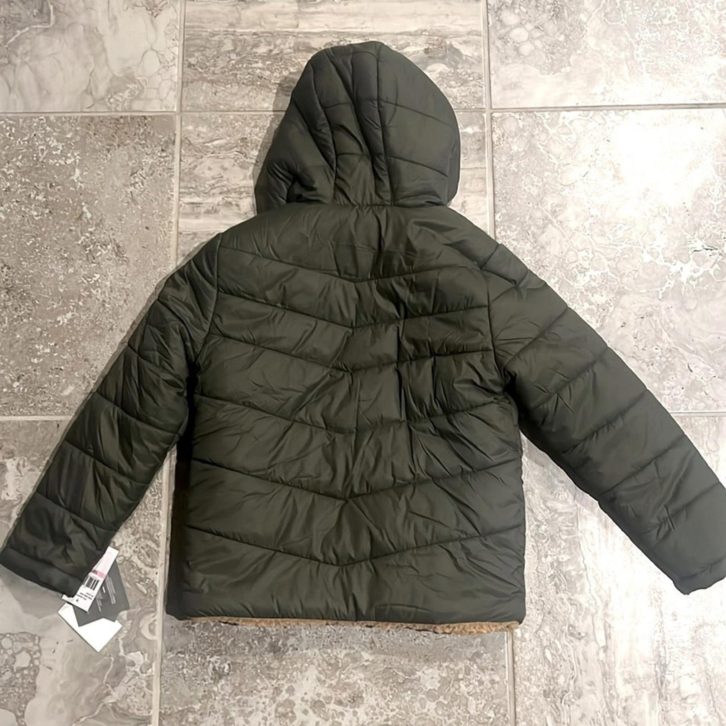 Michael Kors Kids’ Faux Shearling Lined Hooded Puffer Jacket, Size 10-12 NWT