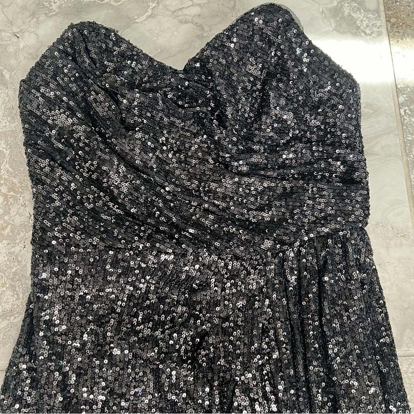 Aidan Mattox Sequined Strapless Dress, Black Size 4 New w/Tag Retail $295