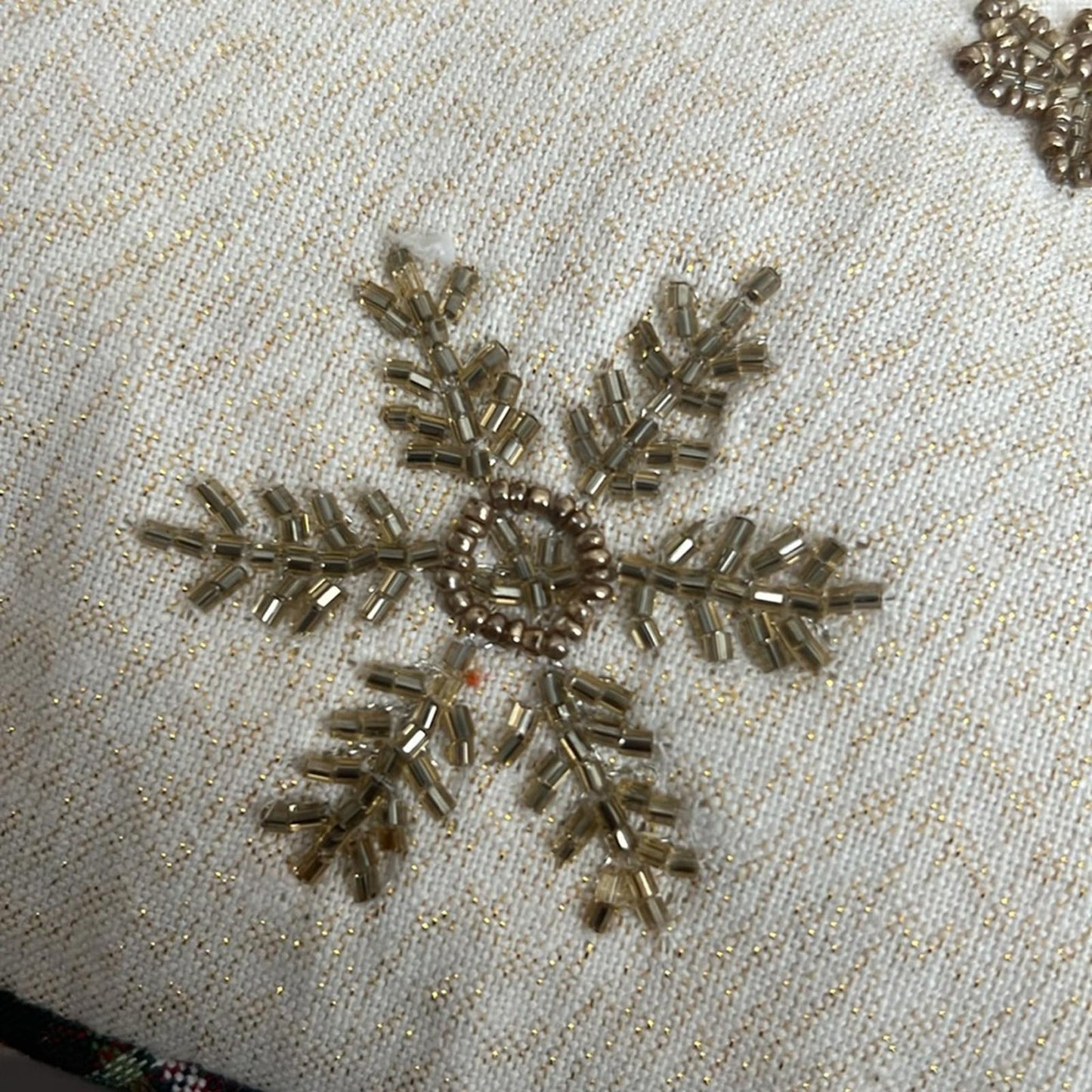 x2 Holiday Snowflake Decorative Pillows, Plaid & Beaded Retail $70