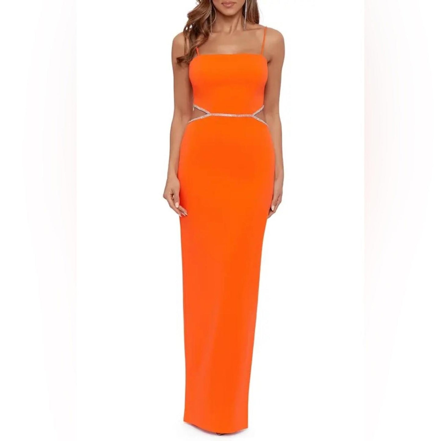 XSCAPE Side Cutout Scuba Crepe Gown in Orange, Size 0 Retail $258 EXCELLENT!