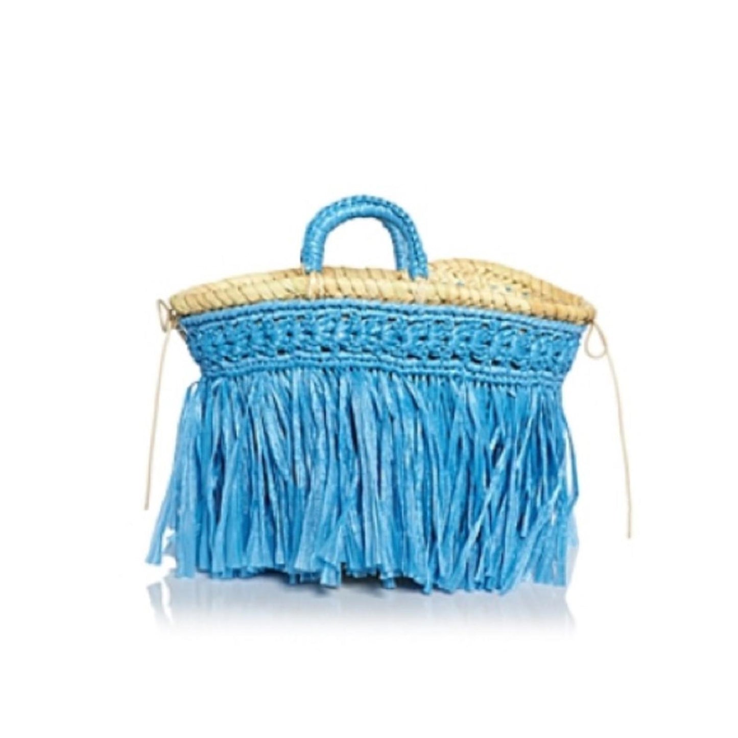 Caterina Bertini Fringe Mini Tote + Large Tote, Blue (Made in Italy) New w/Tag