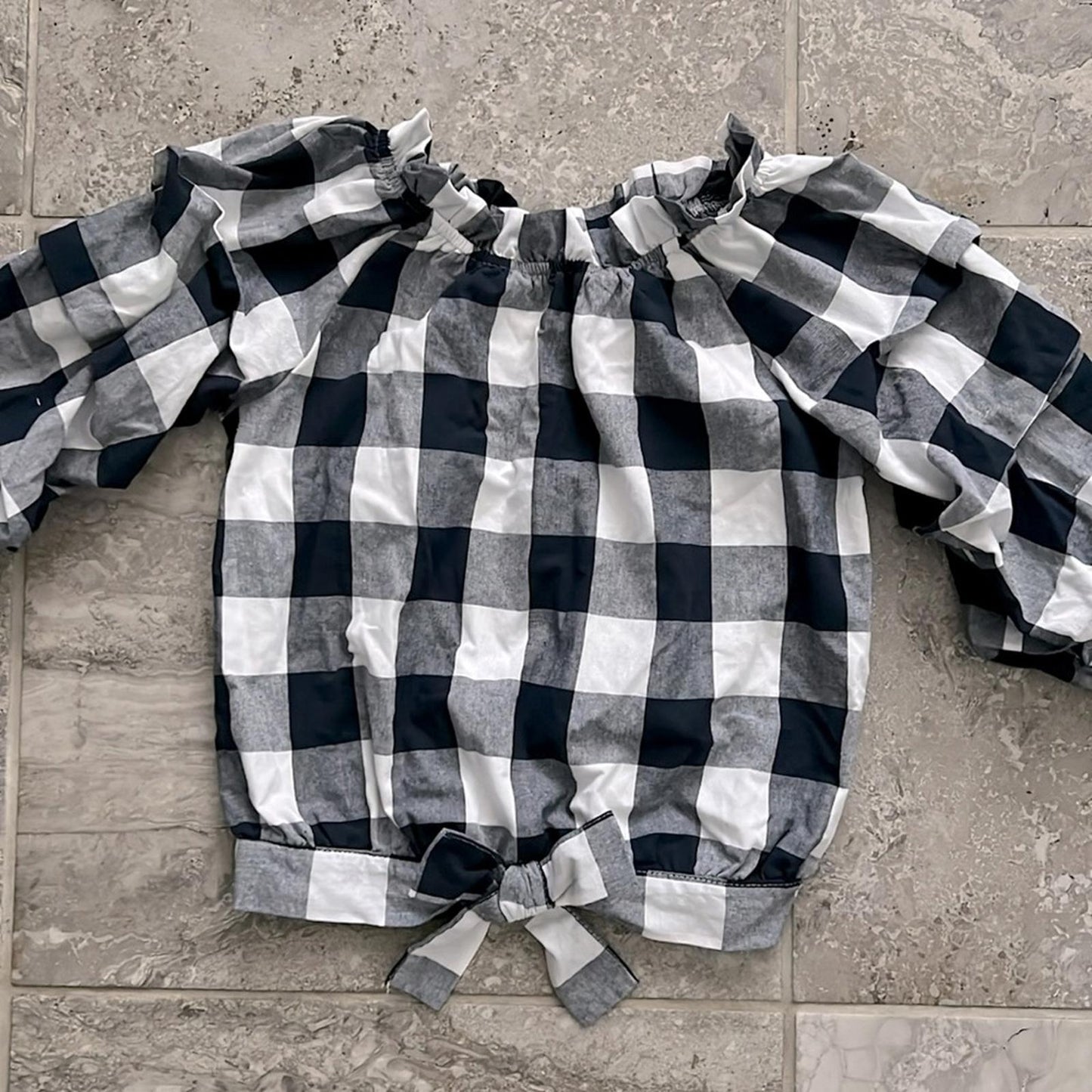 Habitual Kids Girls' Puff Sleeve Gingham Crop Top Big Kid Size 16, New w/Tag