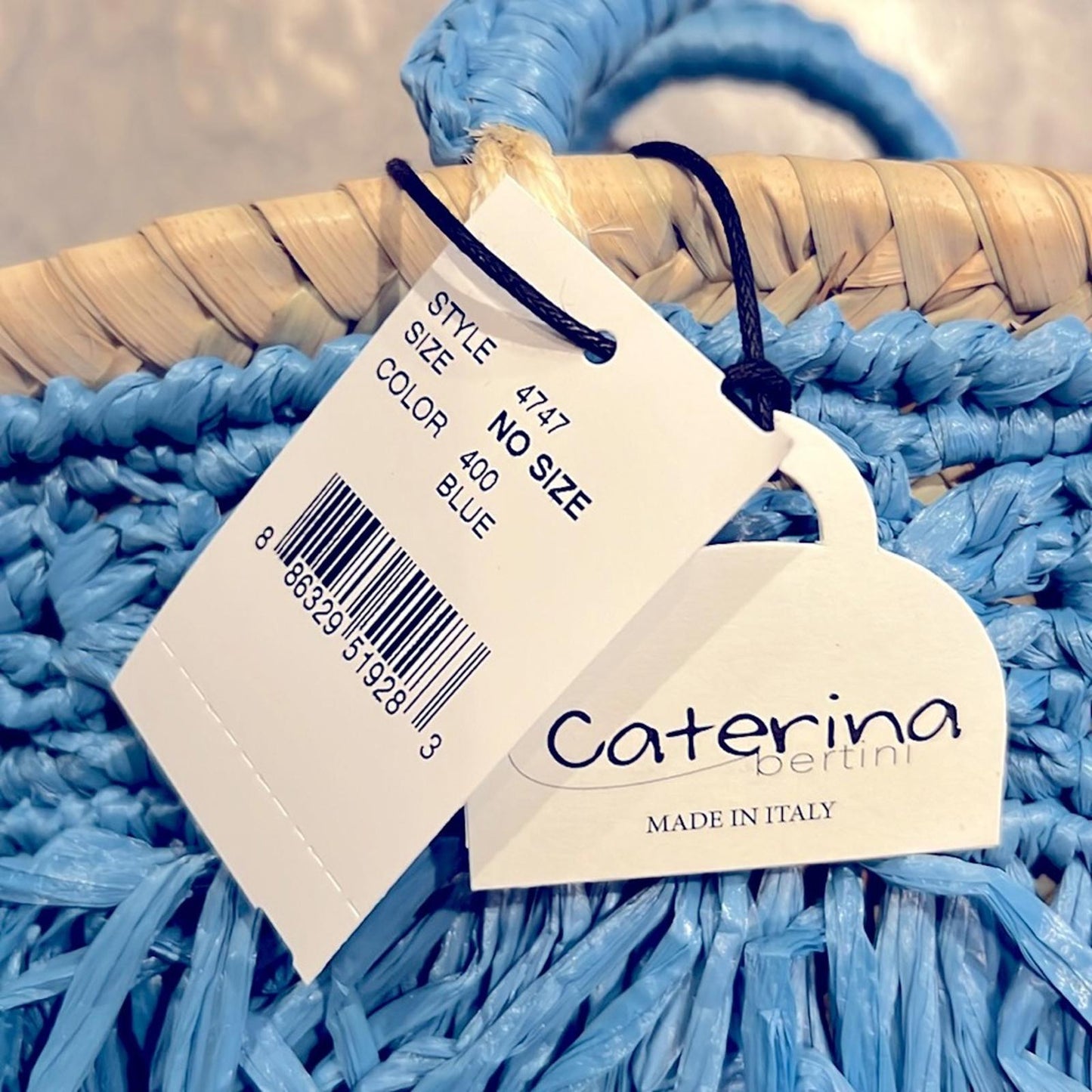 Caterina Bertini Fringe Mini Tote + Large Tote, Blue (Made in Italy) New w/Tag