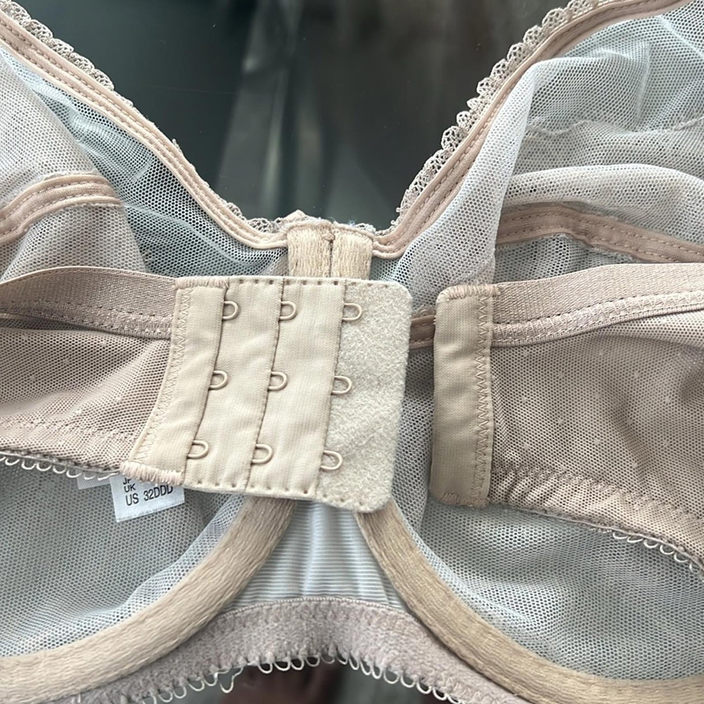 WACOAL Retro Chic Lace Bra w/Mesh Detail, Nude/Tan Size 32DDD EXCELLENT! $68