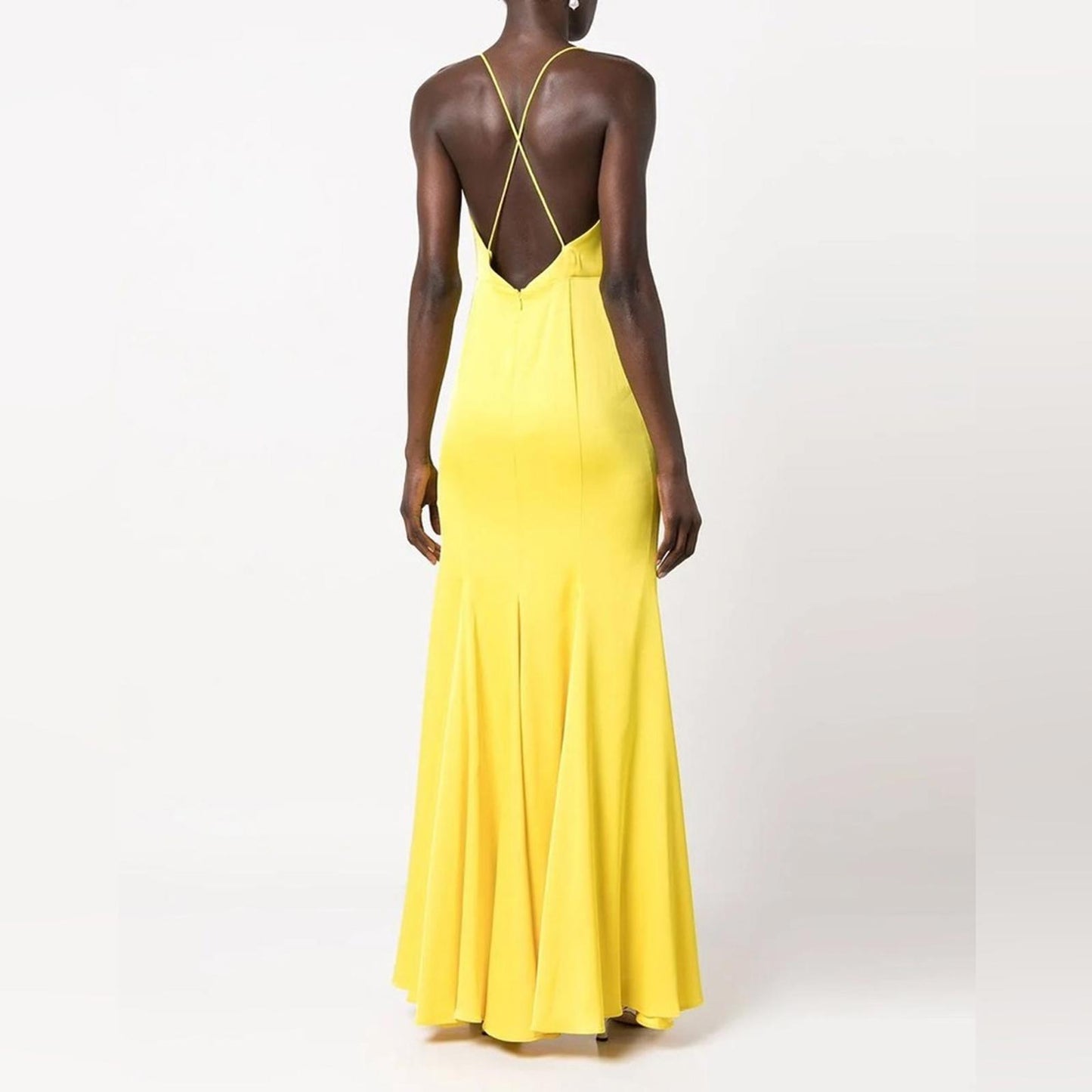 Aidan Mattox V-Neck Mermaid Gown, Evening Dress in Lemon Size 10 NWT $295