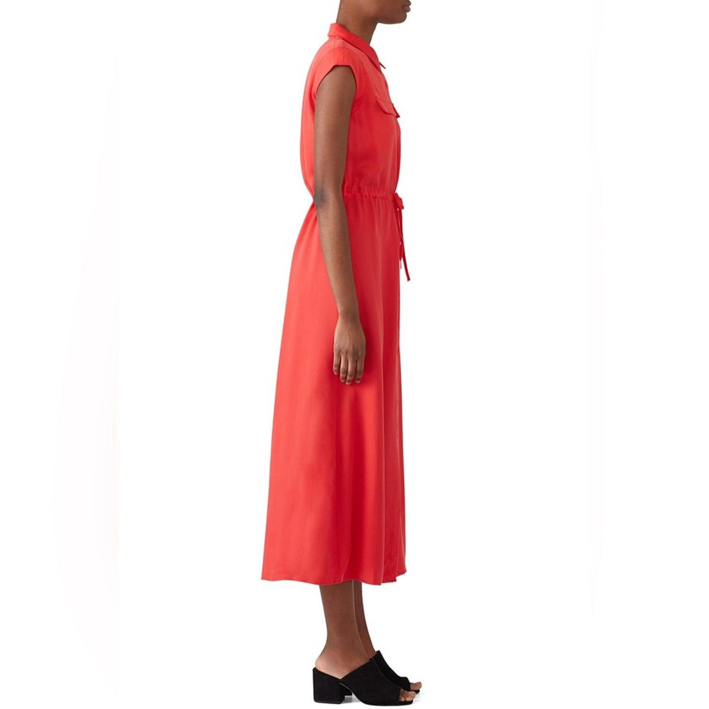 Lavand Shirtdress with Drawstring in Red, Size S Retail $114