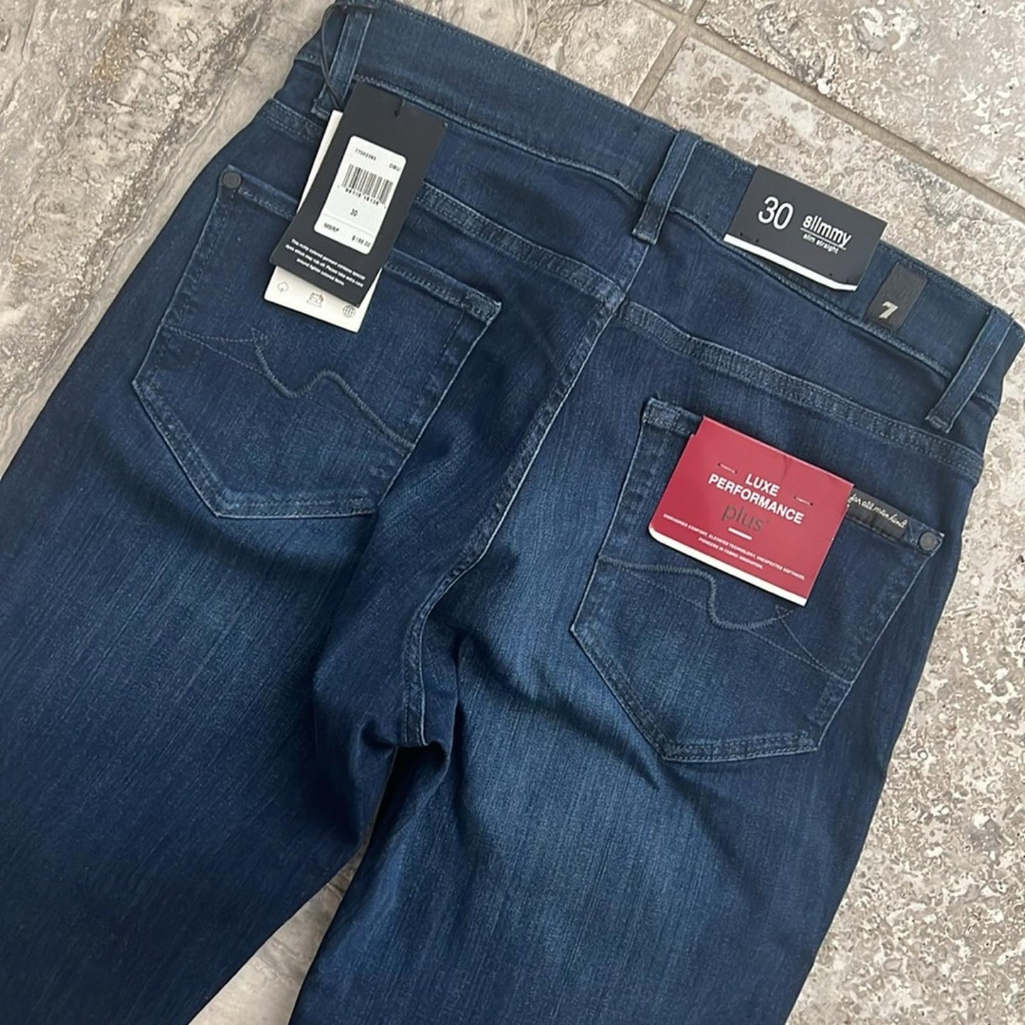 7 For All Mankind Luxe Performance Plus Slimmy Slim Fit Jeans Blue, Size 30 NWT