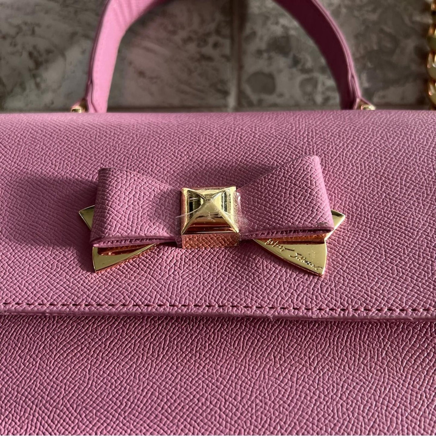 Betsey Johnson Xodevin Shoulder Bag with Chain Shoulder Strap in Pink Gold-Tone