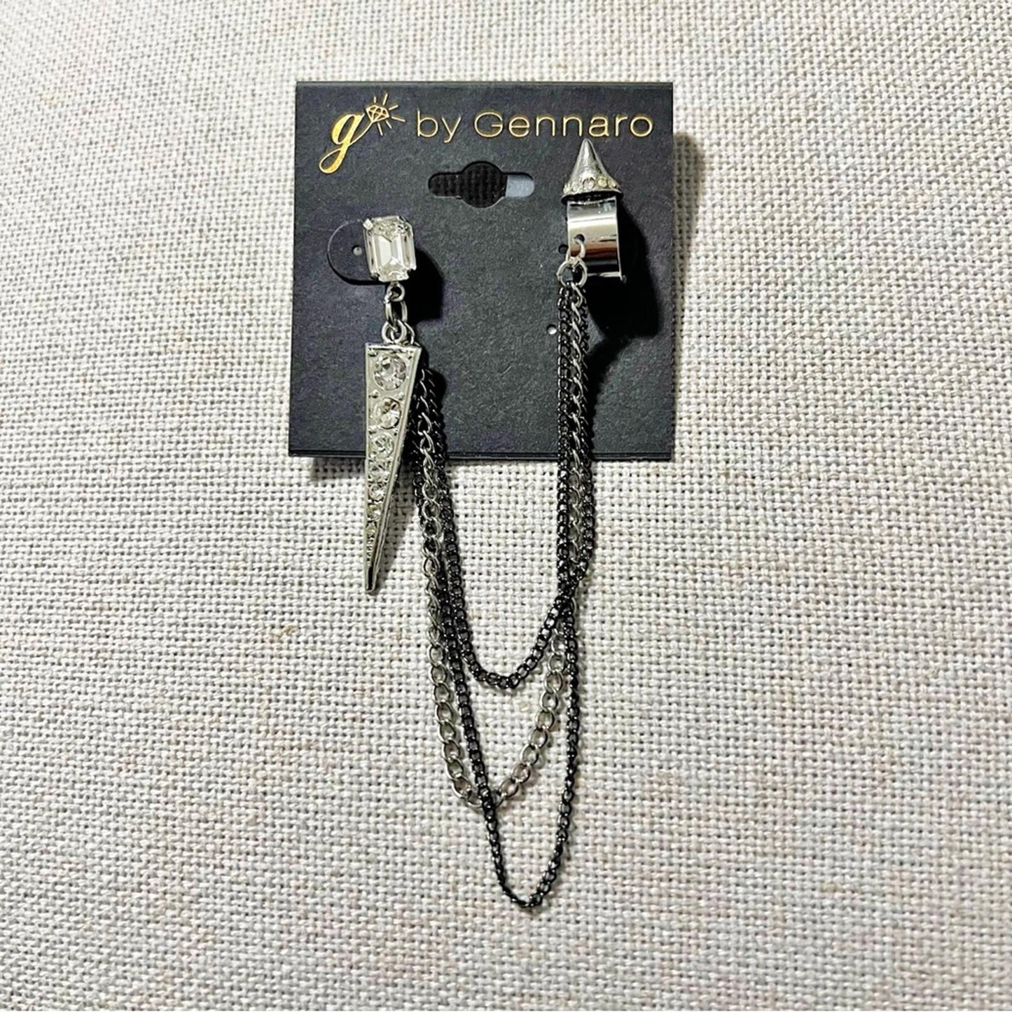 Gennaro Single Long Spike Chain Earring w/Non-Pierced Helix Cuff Earring, NWT
