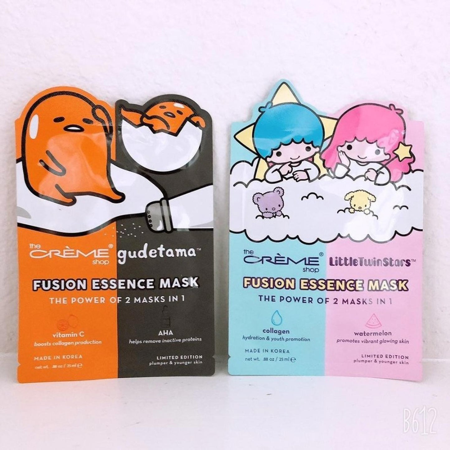X2 The Crème Shop Fusion Essence Masks: Vitamin C + AHA & Collagen + Watermelon