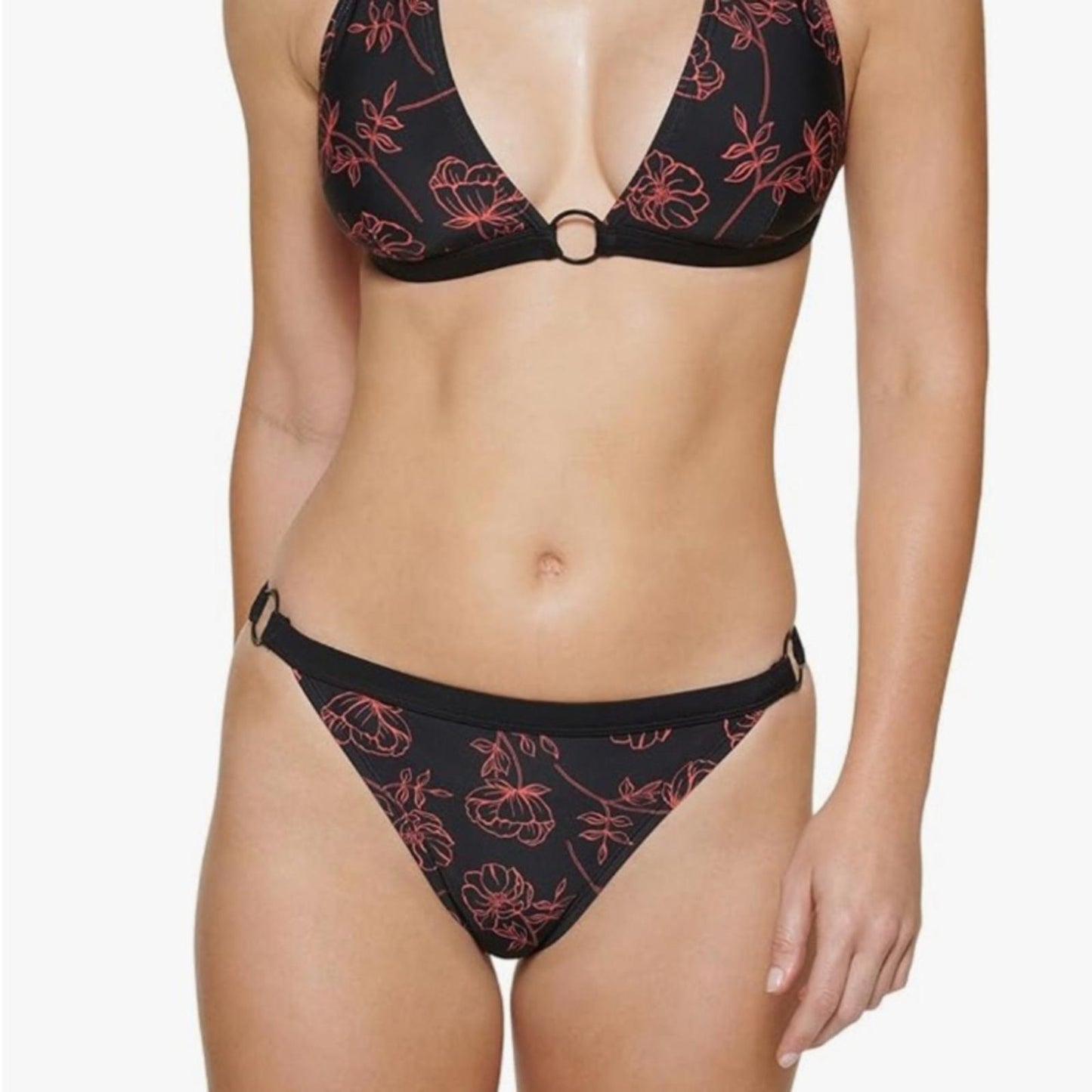 Calvin Klein Bikini Bottom, Floral Print Swim Separates Energy Multi, Size L NWT