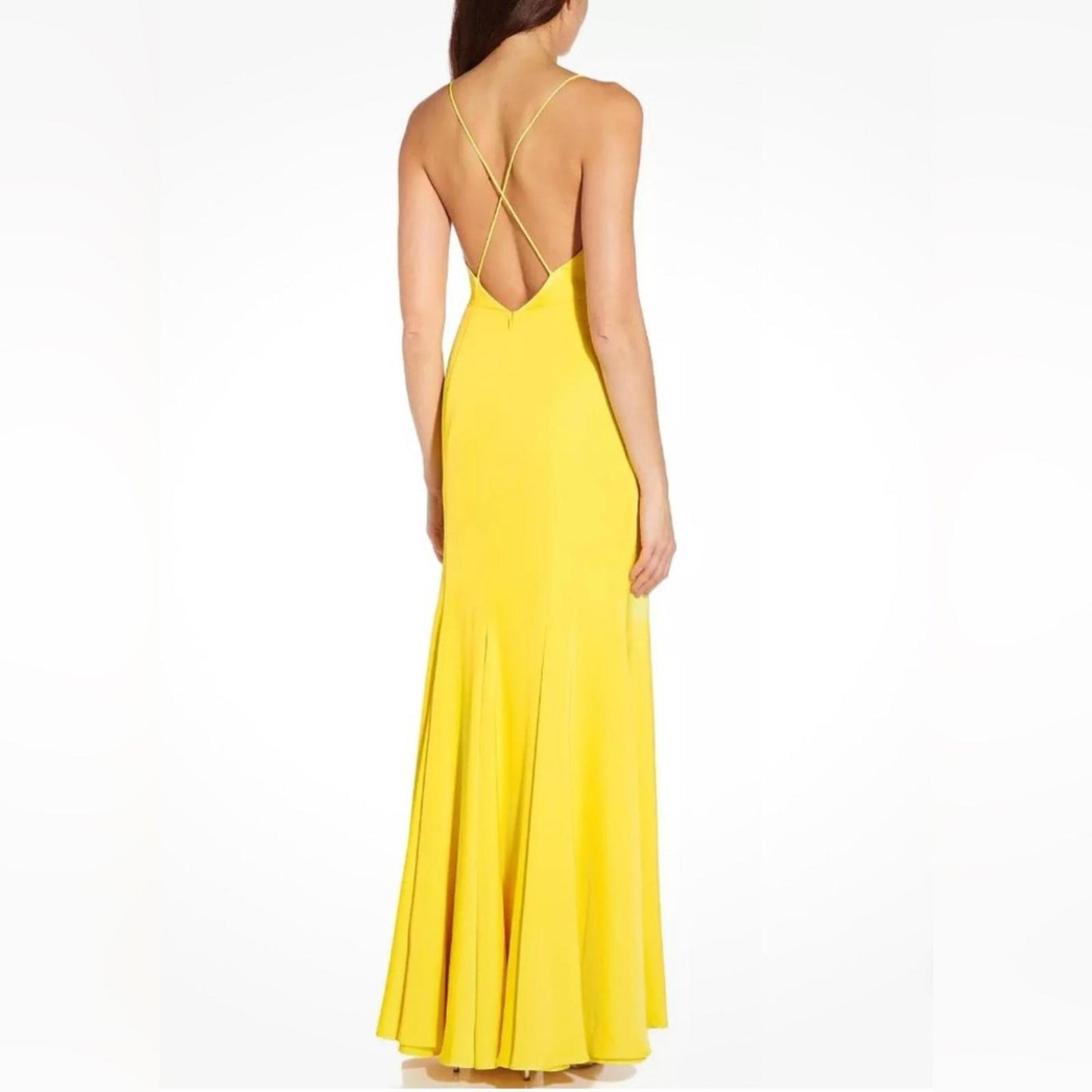 Aidan Mattox V-Neck Mermaid Gown, Evening Dress in Lemon Size 10 NWT $295