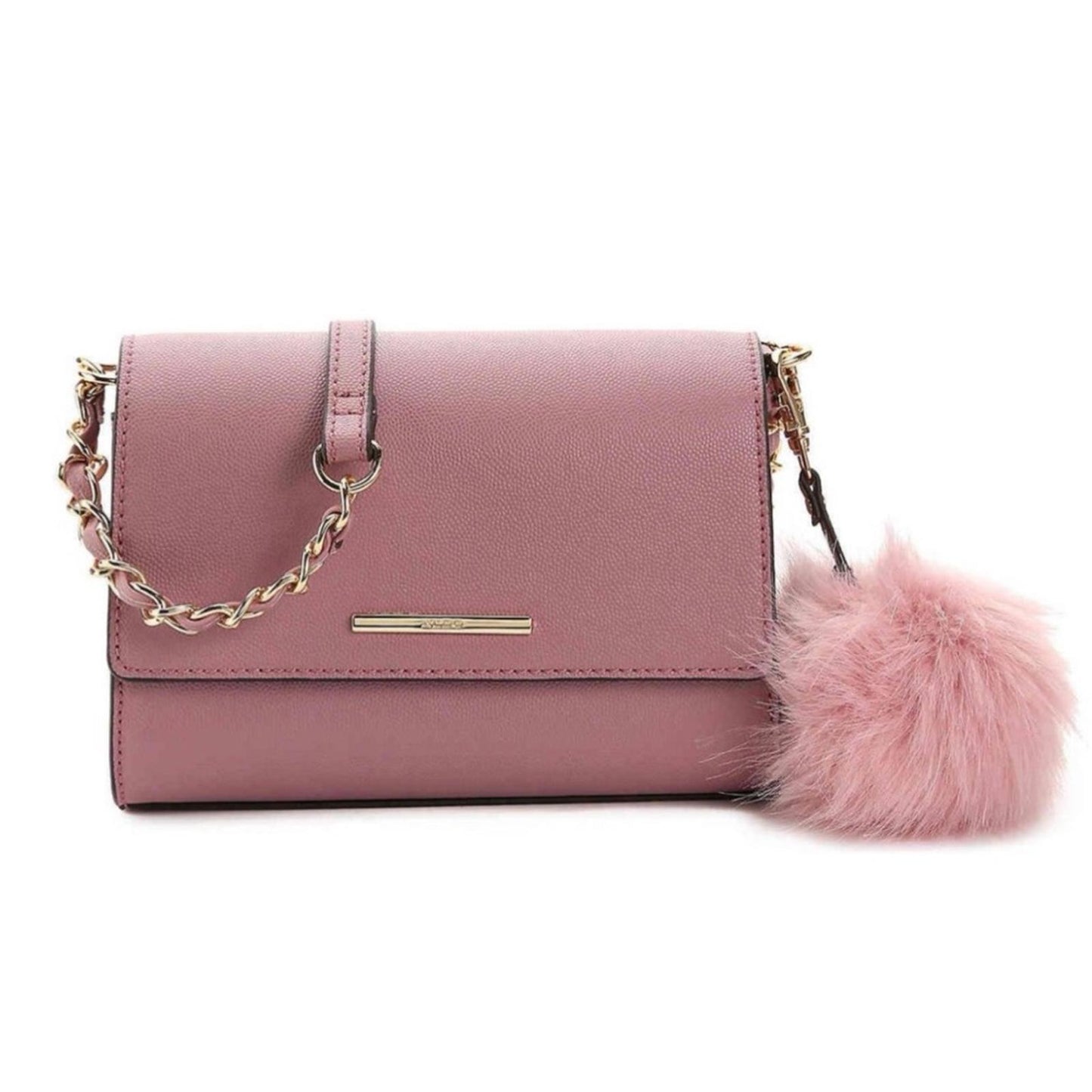 Aldo Astoewiel Crossbody Bag with Faux Fur Keychain in Pink