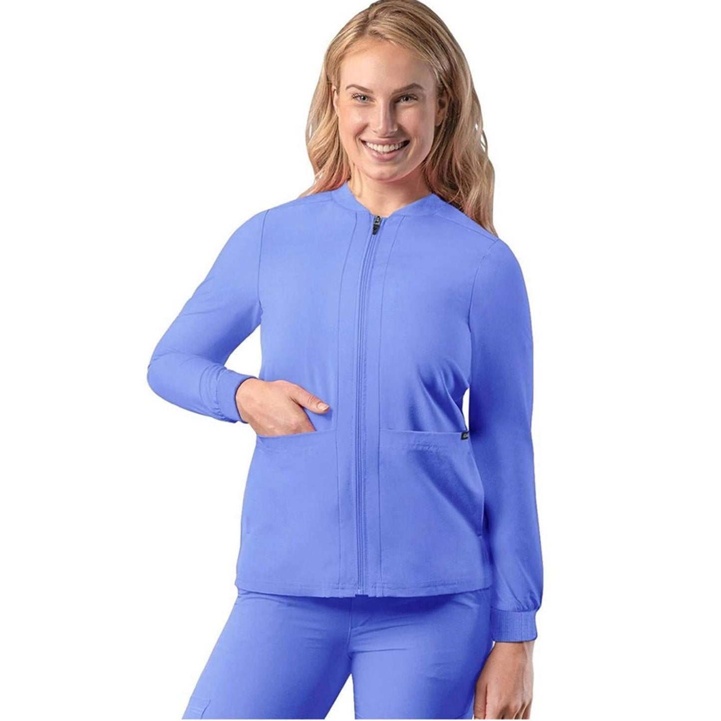 ADAR Addition Scrubs Zippered Bomber Scrub Jacket, Cell Blue, Size XL New w/Tag