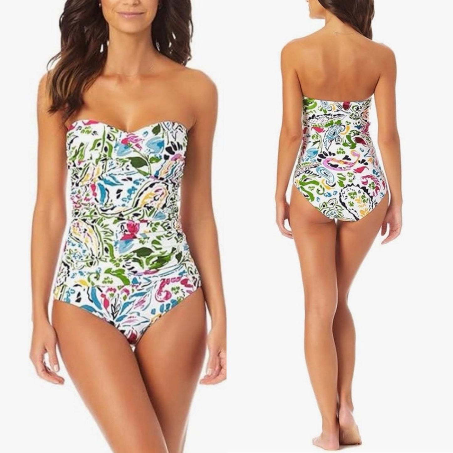 Anne Cole Twist Front Shirred One Piece Swimsuit, Size 6 NEW w/Tag