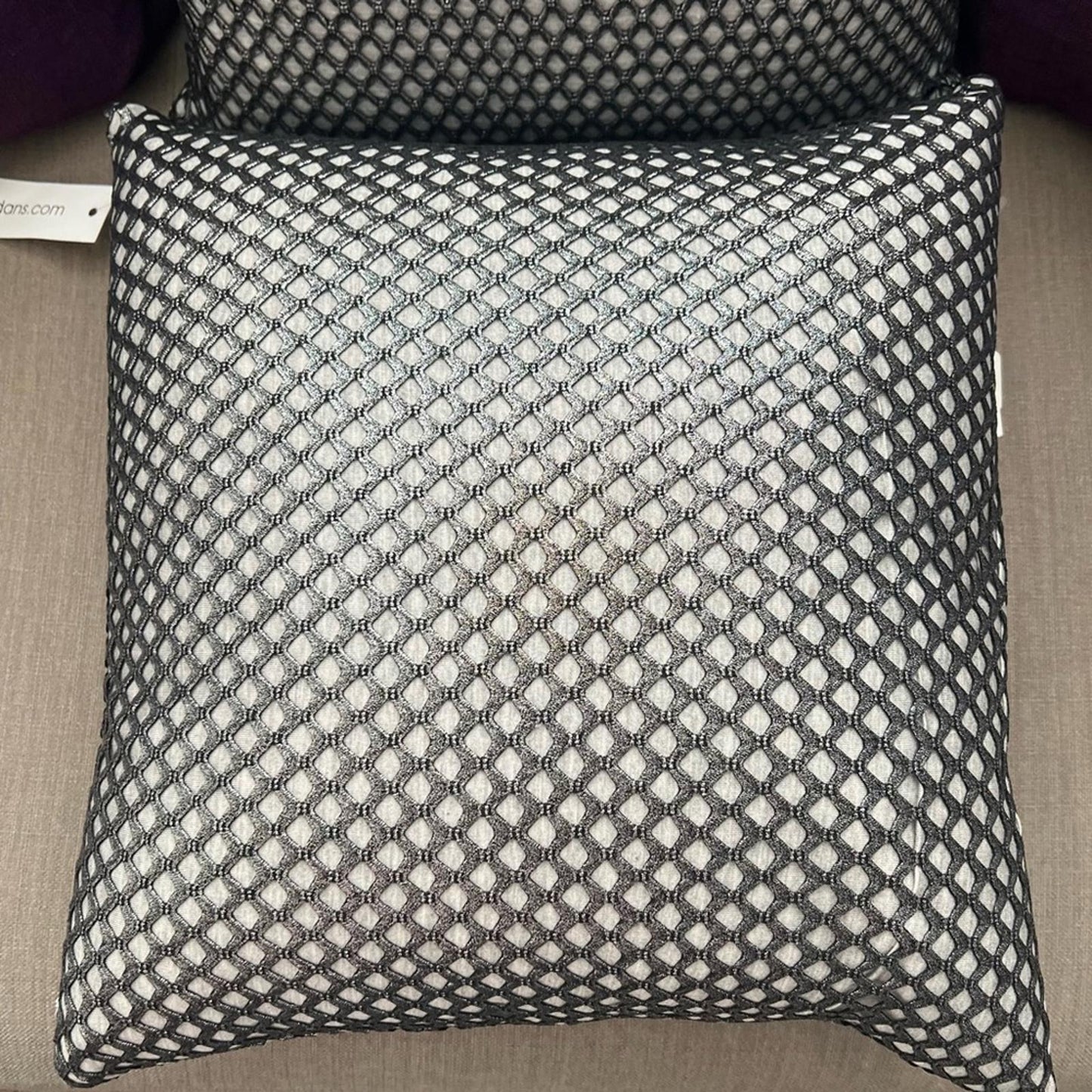 X2 Ash & Dans Addy Decorative Pillow in Black/Grey Size 16′ x 16” NWT $330