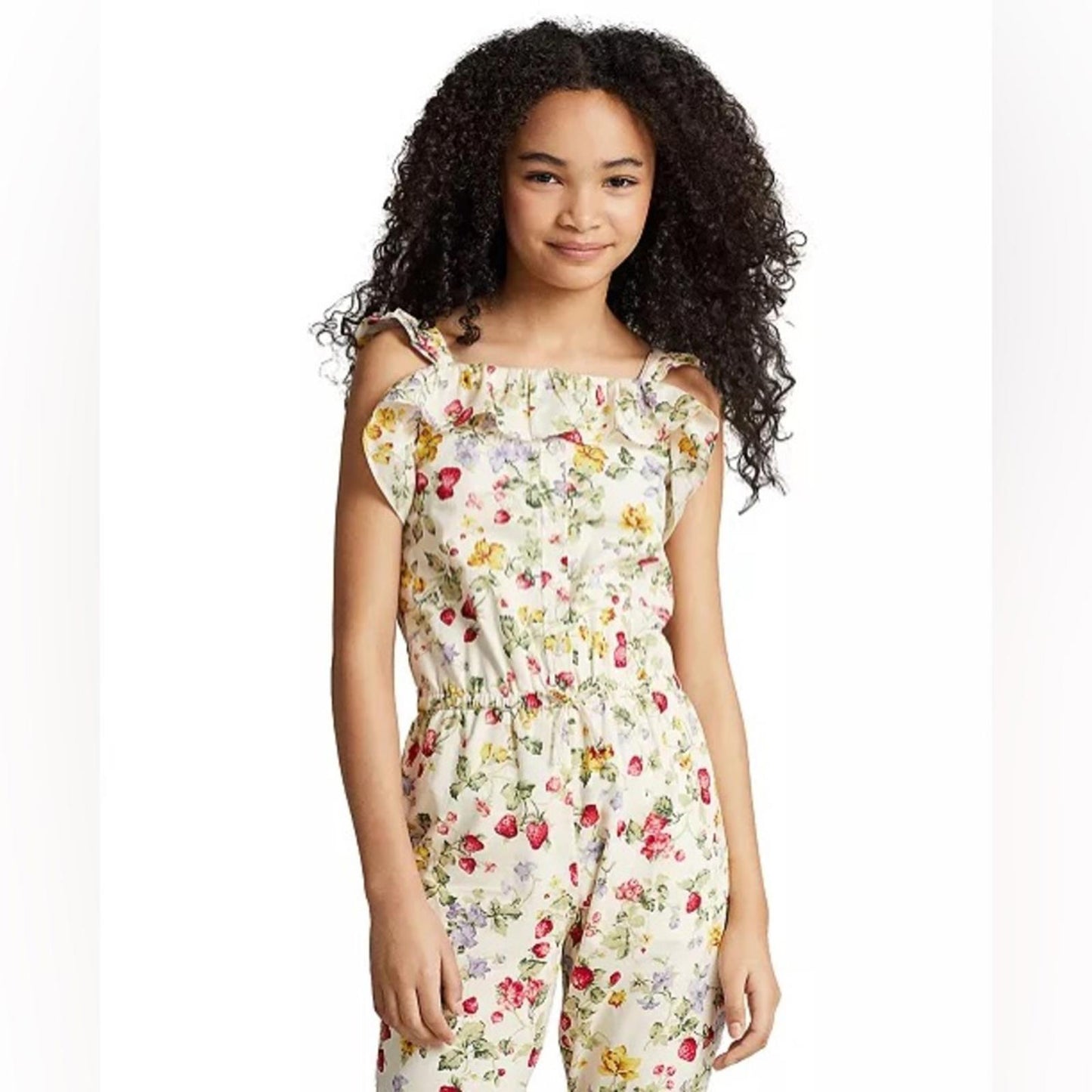 Ralph Lauren Floral & Fruit-Print Cotton Batiste Jumpsuit, Cottage New w/Tag
