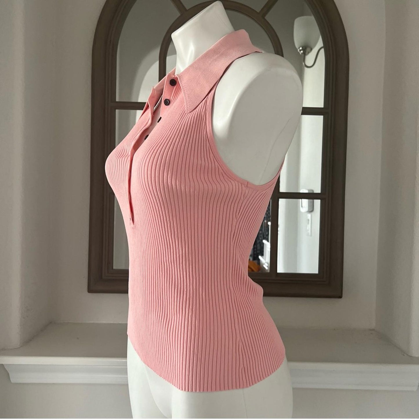 A.L.C. Asher Ribbed Top in Pink Sand, Size L New w/Tag Retail $295
