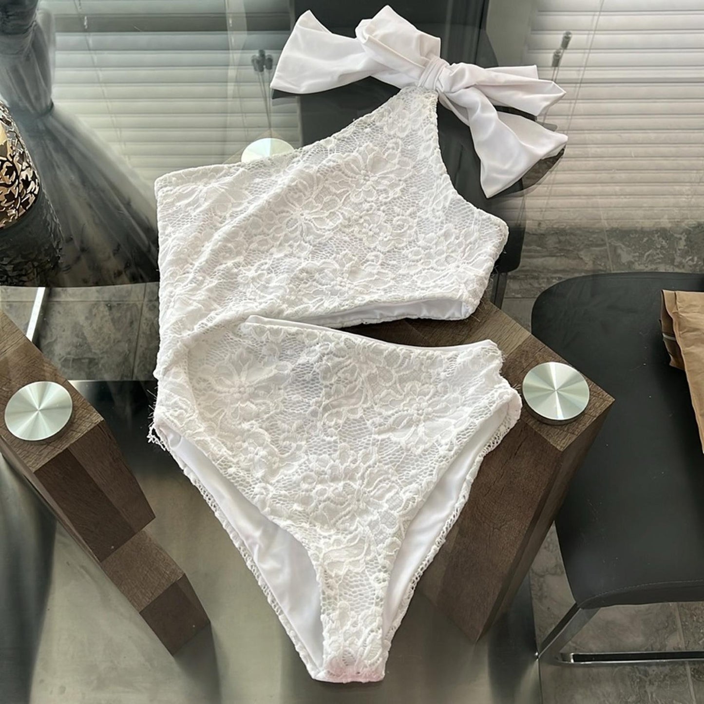 Beach Riot x REVOLVE Selena Lace Bridal One Piece Swimsuit, White Size XS NEW