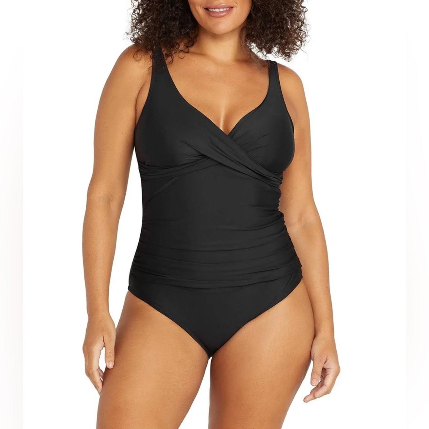 Artesands Hues Delacroix Cross Front One Piece Swimsuit, Black Size 16 New w/Tag