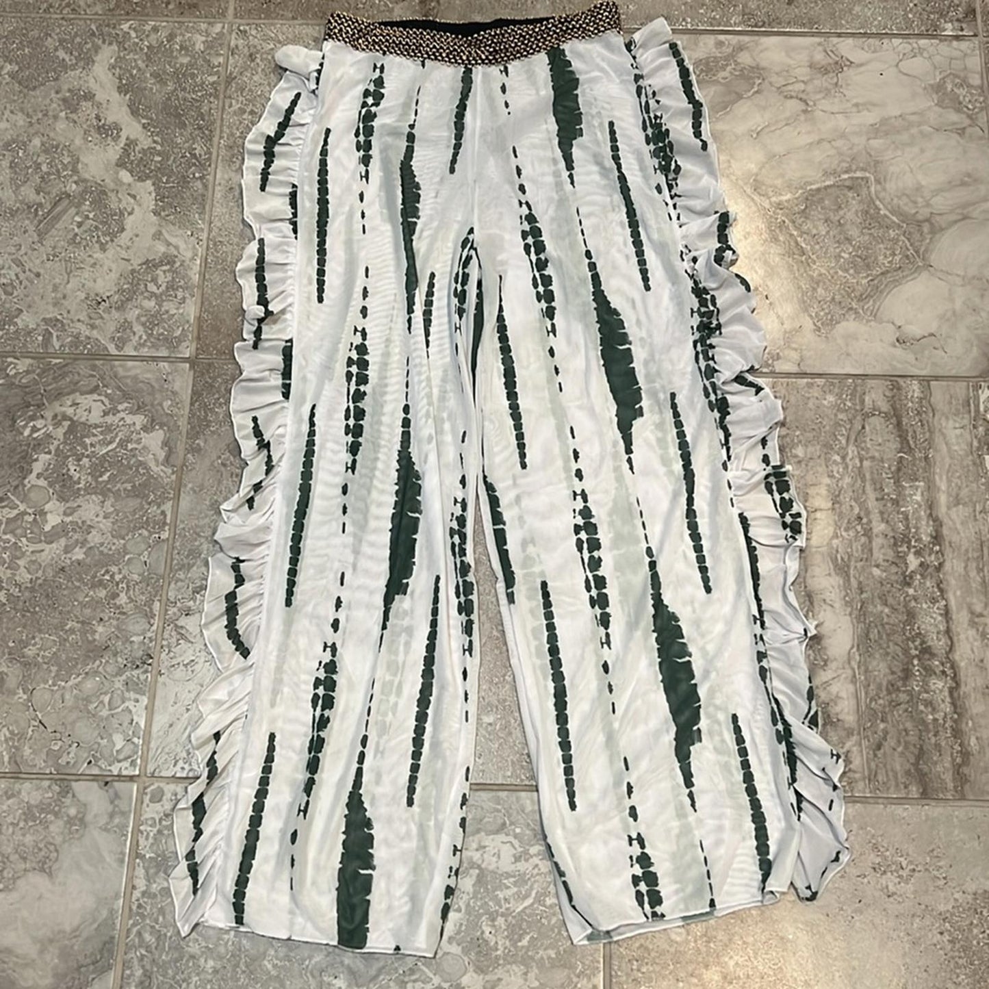 Tie Dye Print Bikini One Shoulder High-Cut Cover Pants, Size XL NEW in Packaging