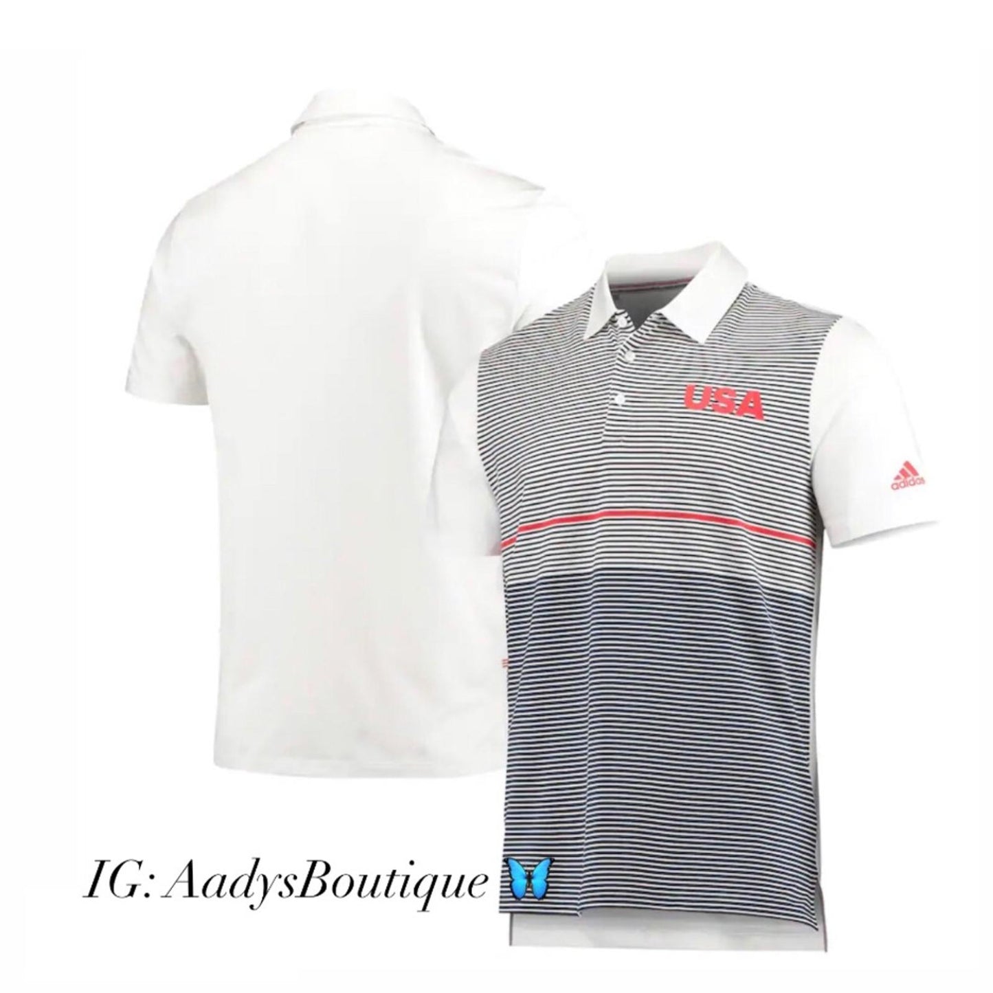 Adidas USA Golf Ultimate 365 Stripe Polo Shirt, Men’s Size M New w/Tag