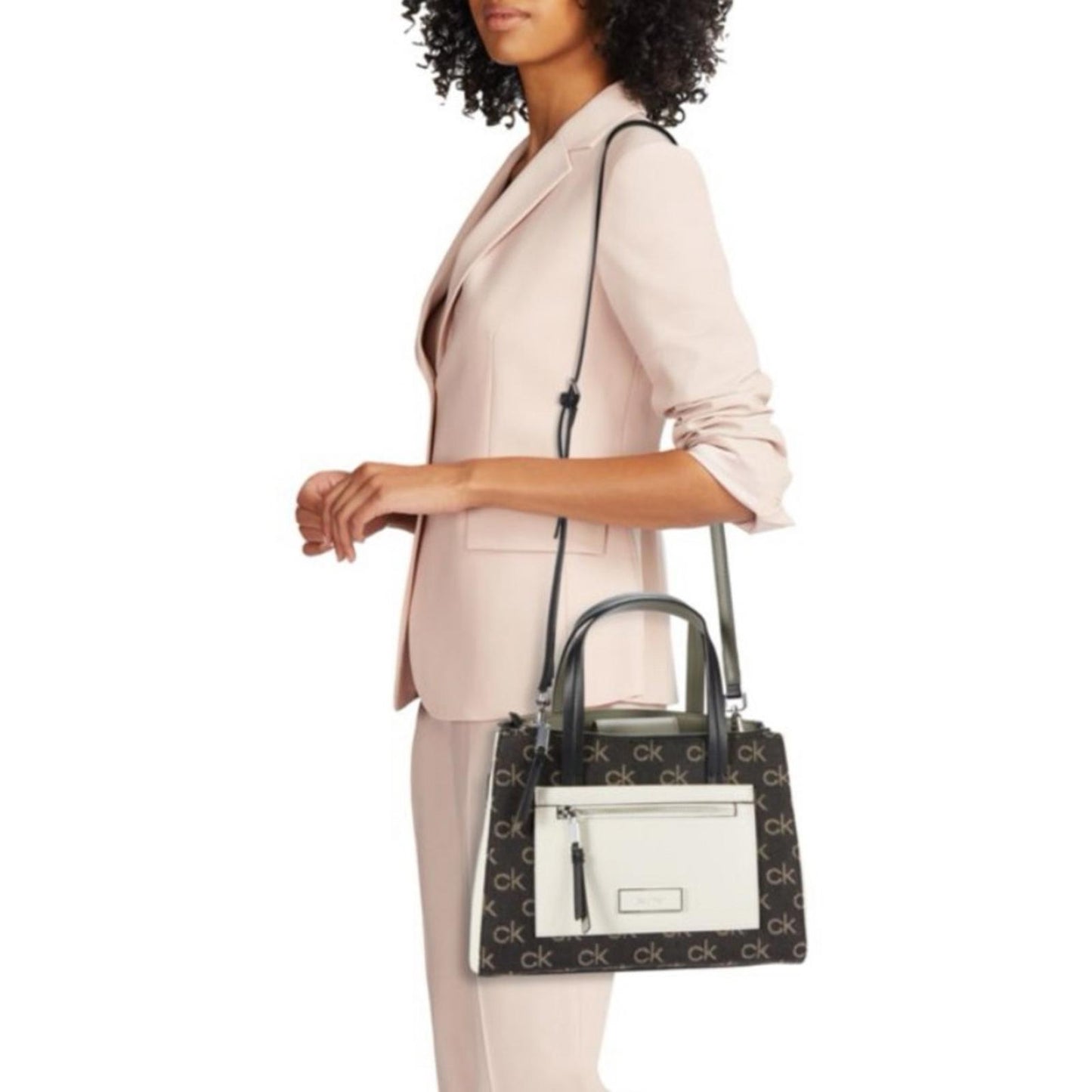 CalvinKlein Hadley Signature Colorblocked Adjustable Crossbody Satchel w/DustBag