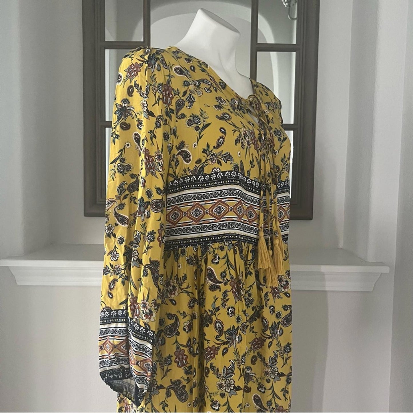 Luxology Women's Boho Border Midi Dress, Size L