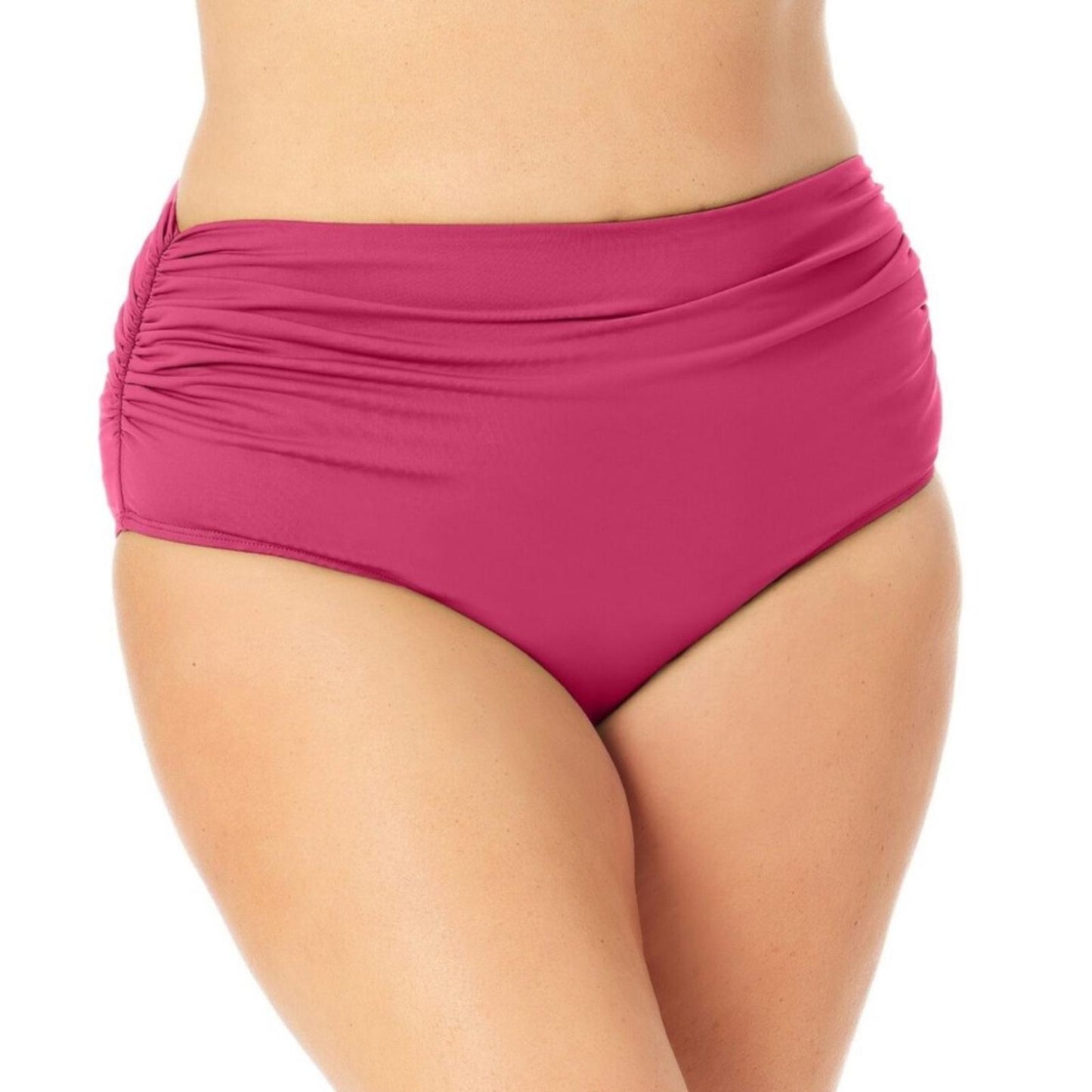 Anne Cole High Waist Bikini Bottom in Berry, Size 16 NEW w/Tag