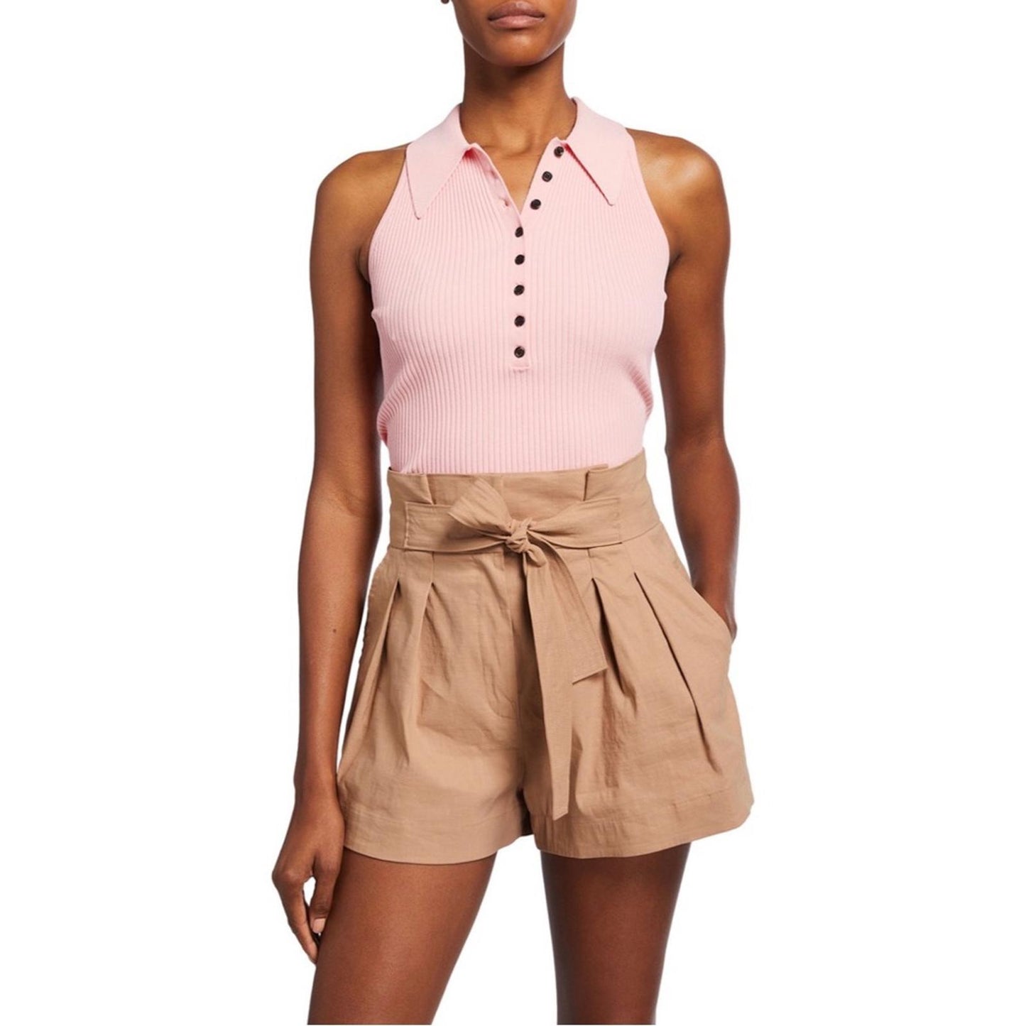 A.L.C. Asher Ribbed Top in Pink Sand, Size L New w/Tag Retail $295
