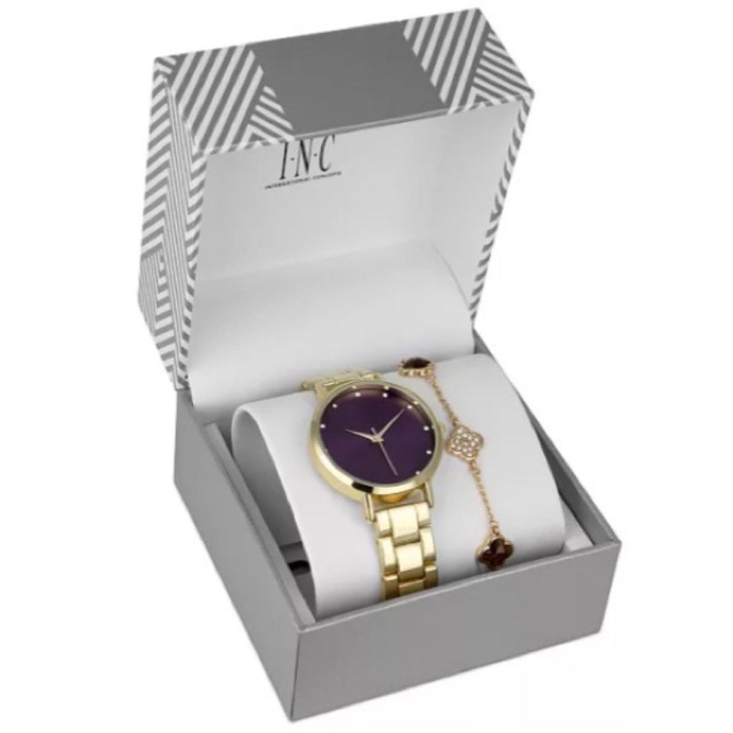 INC Gold-Tone Bracelet Watch 38mm & Bracelet Set, New in Box