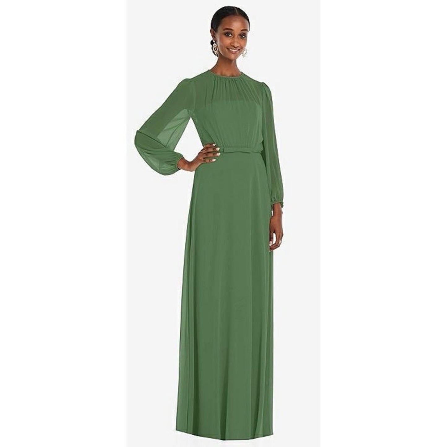 NEW Dessy Strapless Chiffon Maxi Dress Puff Sleeve Blouson Overlay Size 14 $265