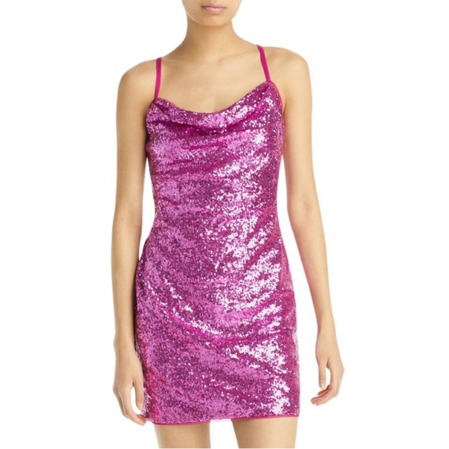 BCBGMaxazria Sequined Party Mini Dress in Fuchsia Size S New w/Tag $298