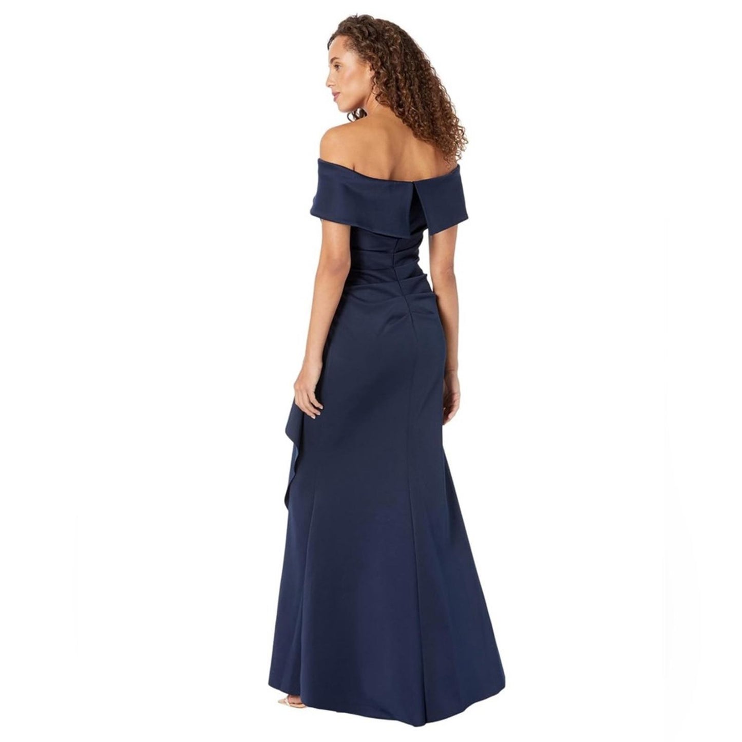 Xscape Long Scuba Off-The-Shoulder Dress in Navy, Size 16W New w/Tag