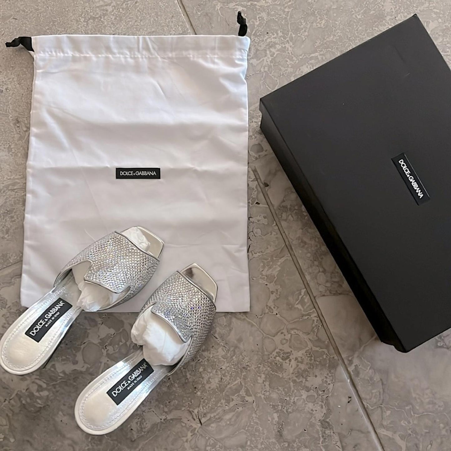 Dolce & Gabbana DG-Heel Gemstone-Embellished Mules Size 40 NEW + Box + Dust Bag