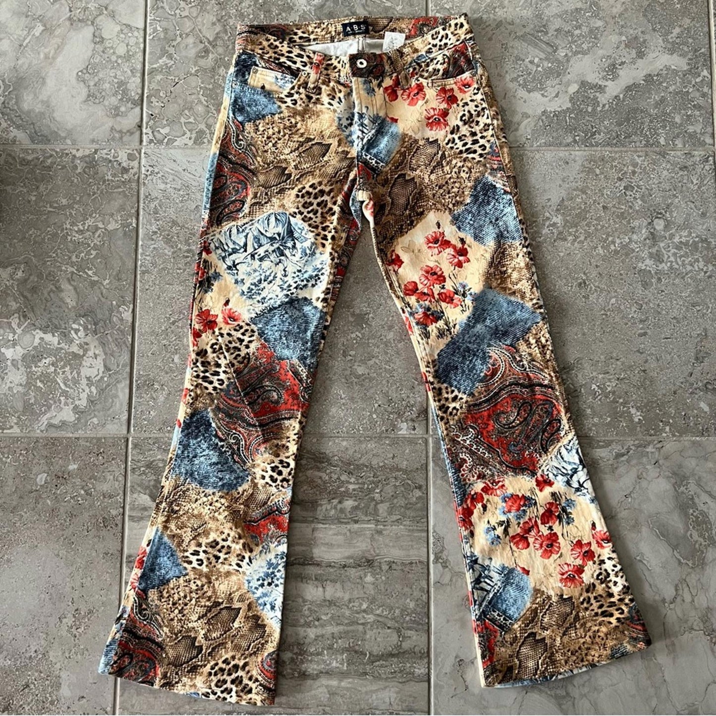 A.B.S. Allen Schwartz Paisley Animal Print Bell-Bottom Pants Size 30 EXCELLENT