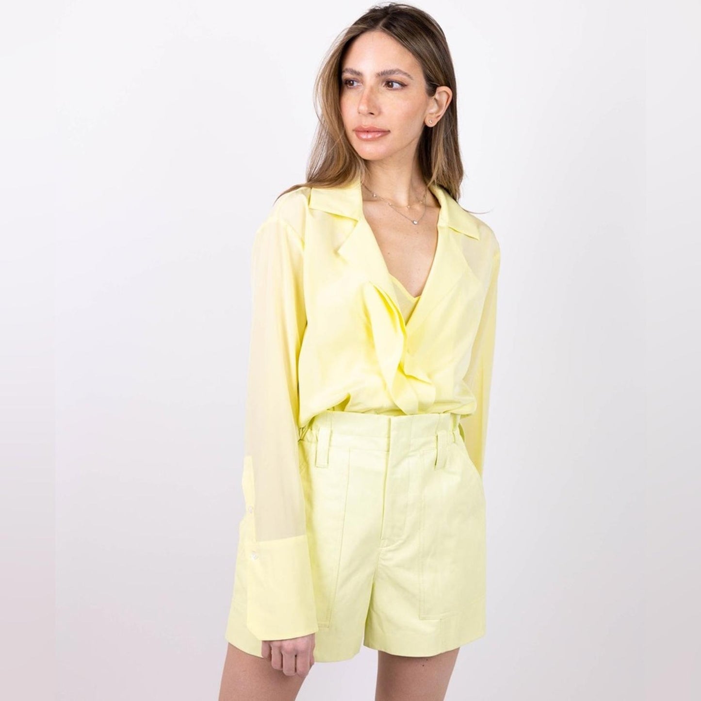 ALC Diana Silk Bodysuit, Canary Yellow Size L New w/Tag Retail $425