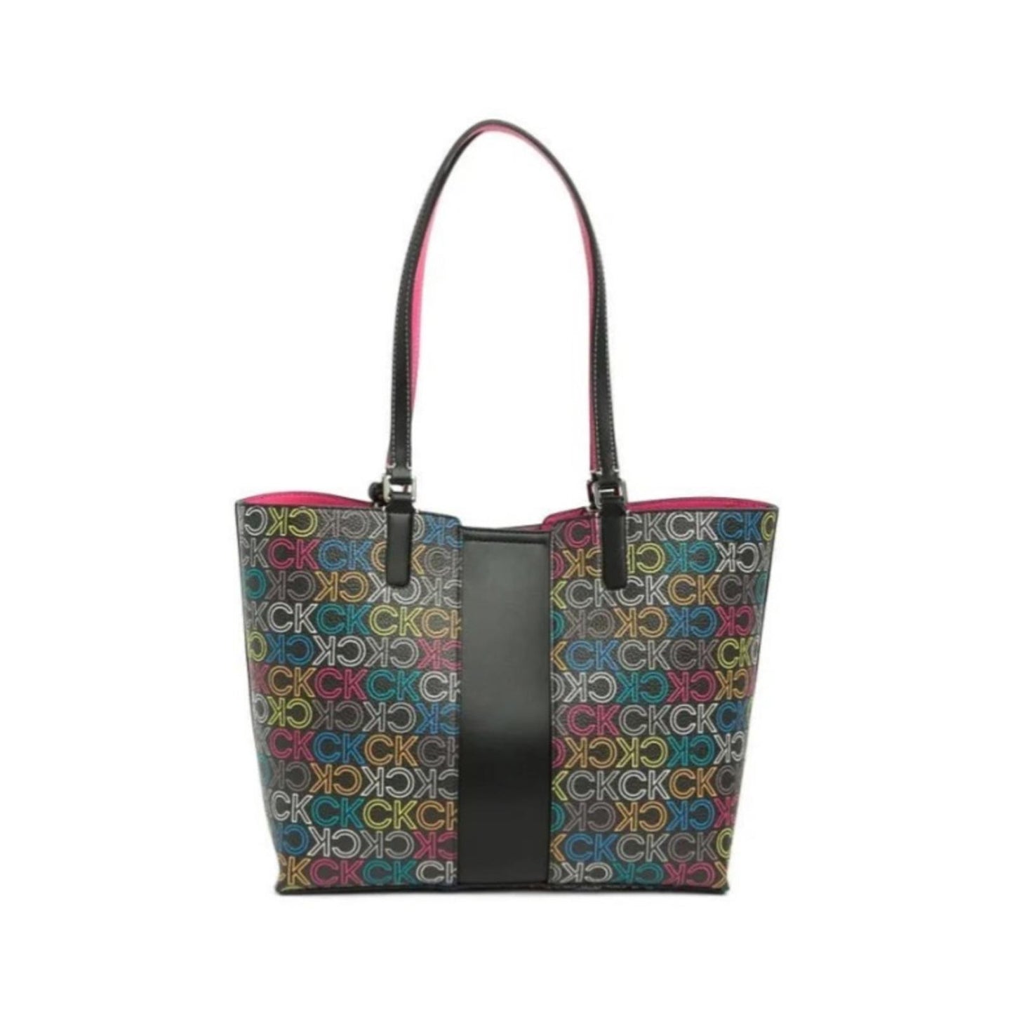 Calvin Klein Suri Monogram Tote Bag with Wristlet, Black Multi, New with Tag