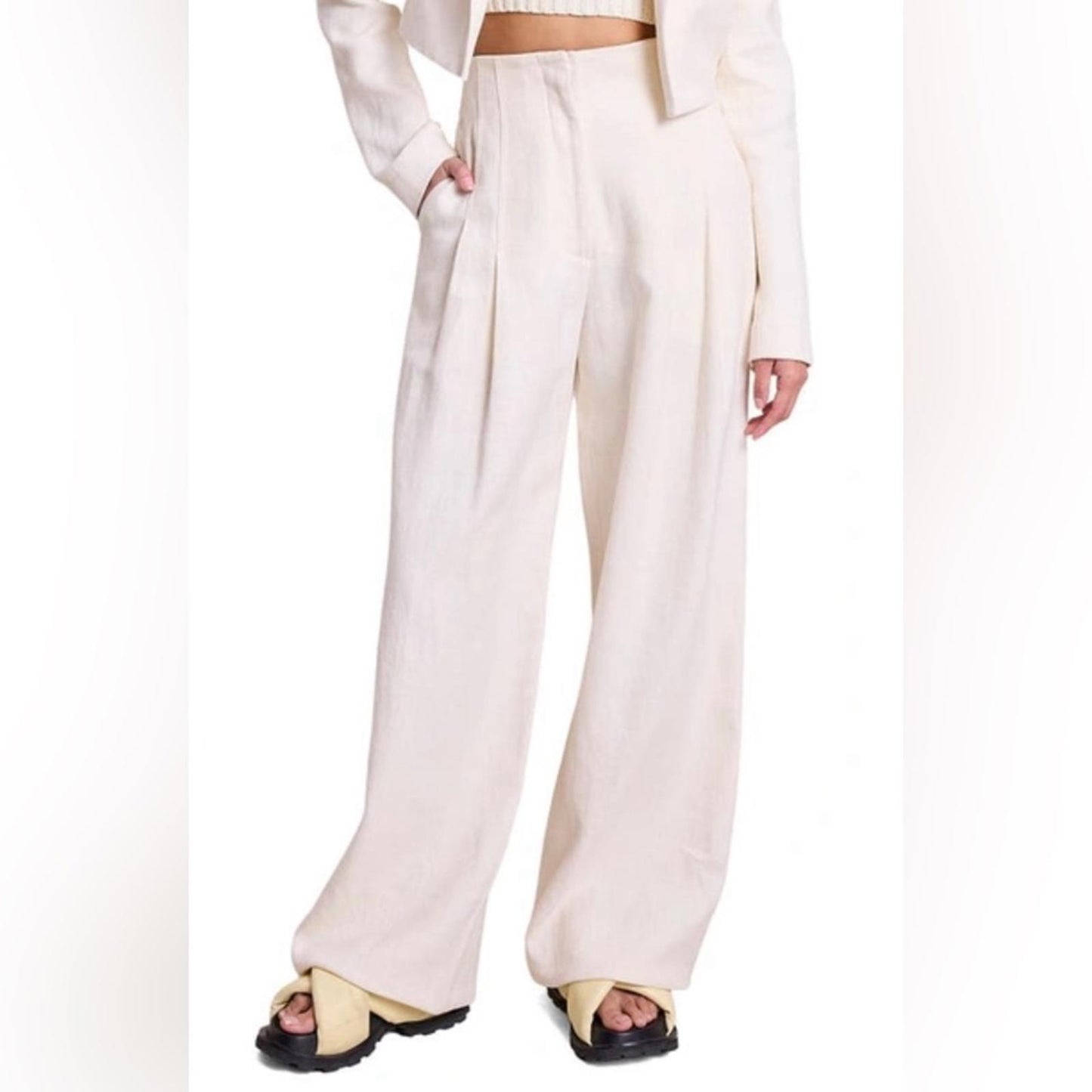 A.L.C. Bennett Pleated Wide Leg Pants in Ecru, Size 0 New w/Tag $495 (SOLD OUT)