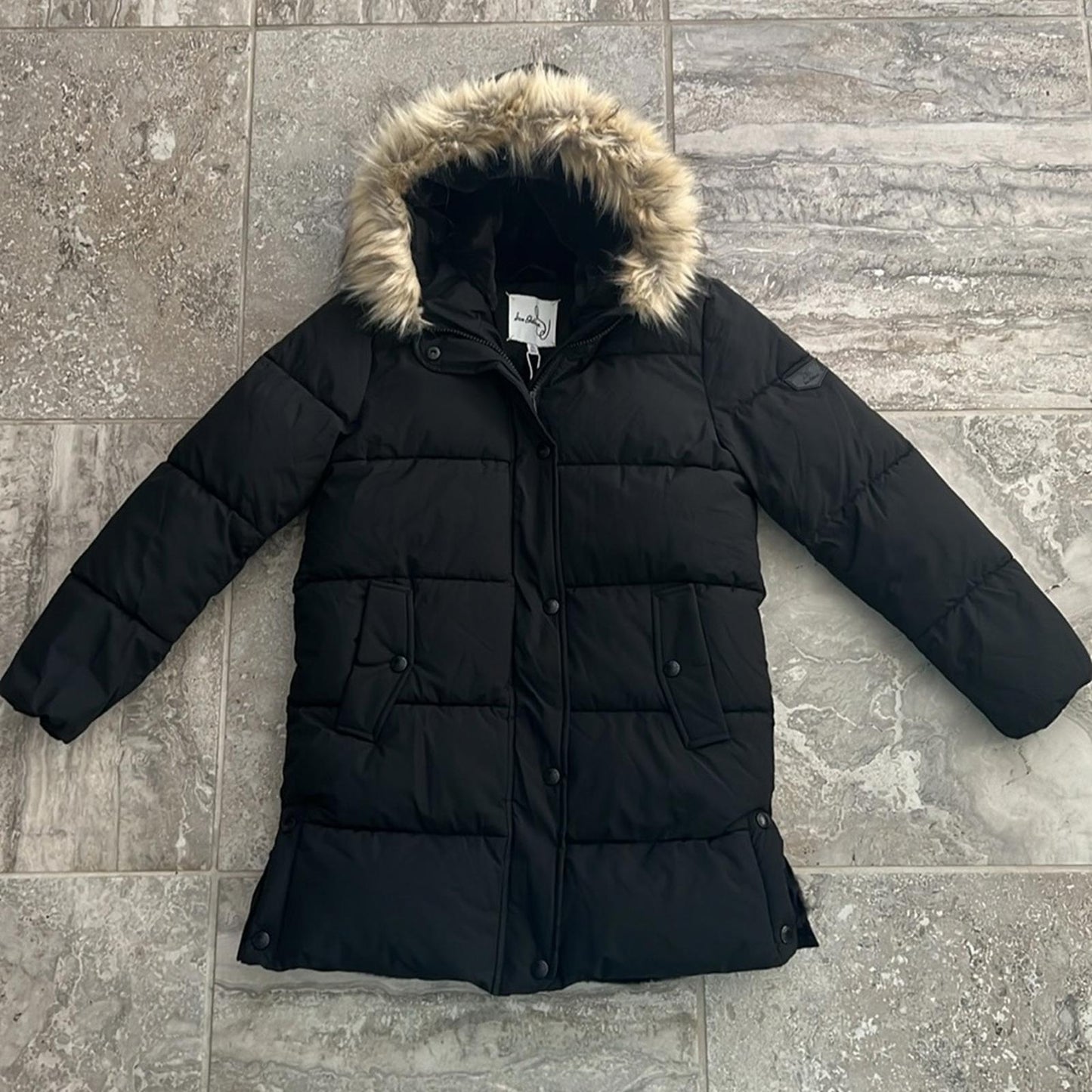 Sam Edelman Expedition Parka Jacket w/Faux Fur Trim in Black Size 14 New w/Tag