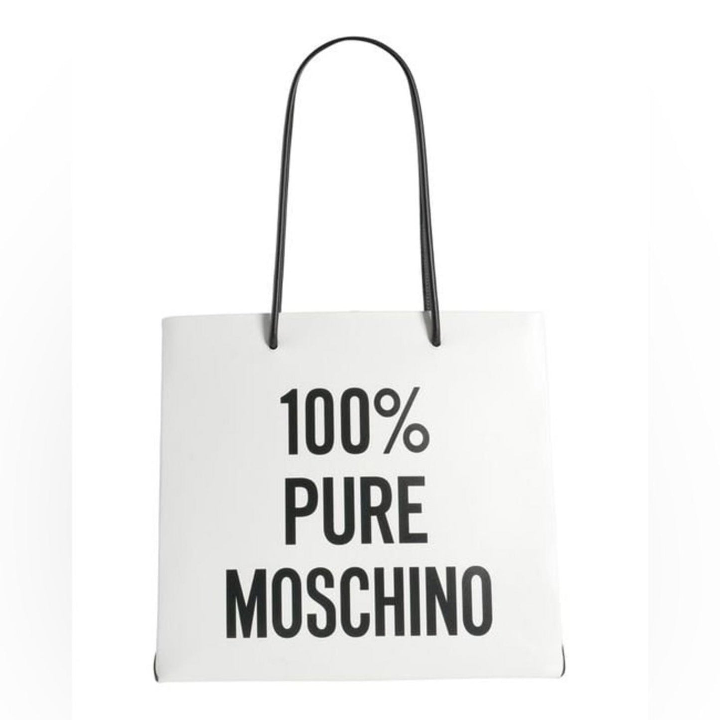 Moschino “100% PURE MOSCHINO” White Leather Shoulder Bag, New with Tag